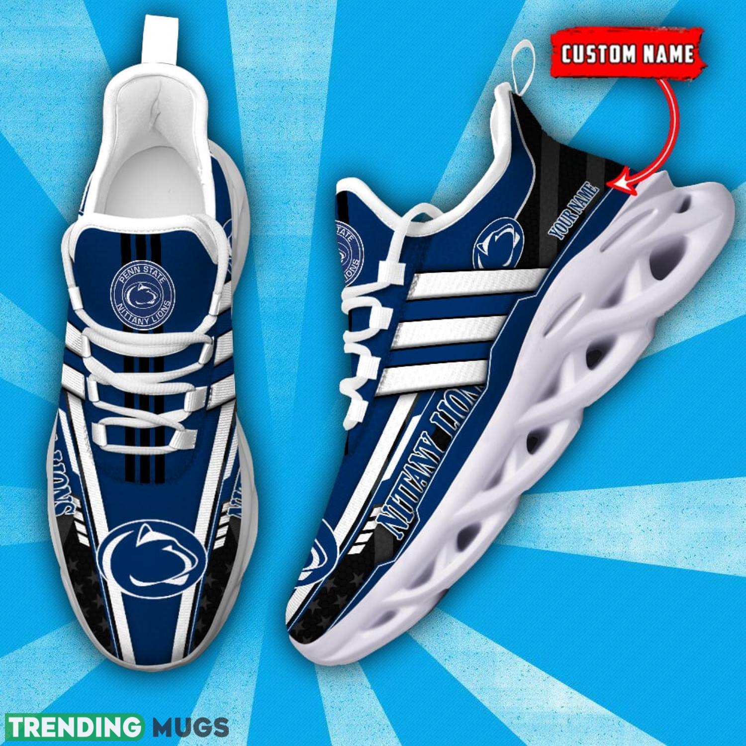 NCAA Penn State Nittany Lions Max Soul Shoes Custom Name White Striped Running Shoes Max Soul NCAA Penn State Nittany Lions Max Soul Shoes Custom Name White Striped Running Shoes Max Soul