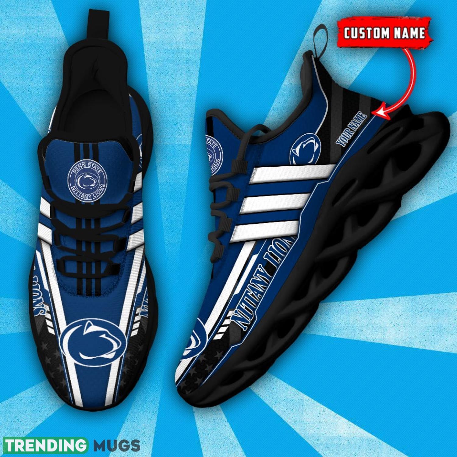 NCAA Penn State Nittany Lions Max Soul Shoes Custom Name White Striped Running Shoes Max Soul NCAA Penn State Nittany Lions Max Soul Shoes Custom Name White Striped Running Shoes Max Soul