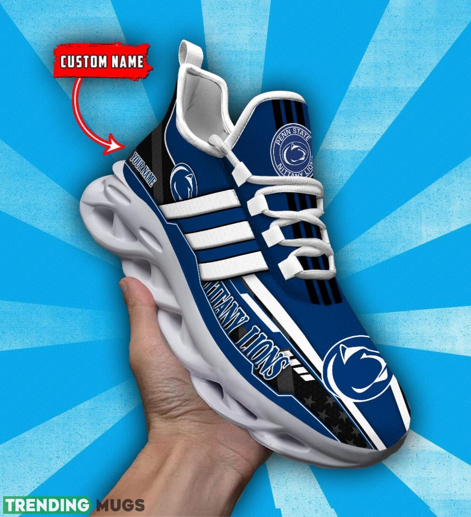 NCAA Penn State Nittany Lions Max Soul Shoes Custom Name White Striped Running Shoes Product Photo 1 NCAA Penn State Nittany Lions Max Soul Shoes Custom Name White Striped Running Shoes Product Photo 1