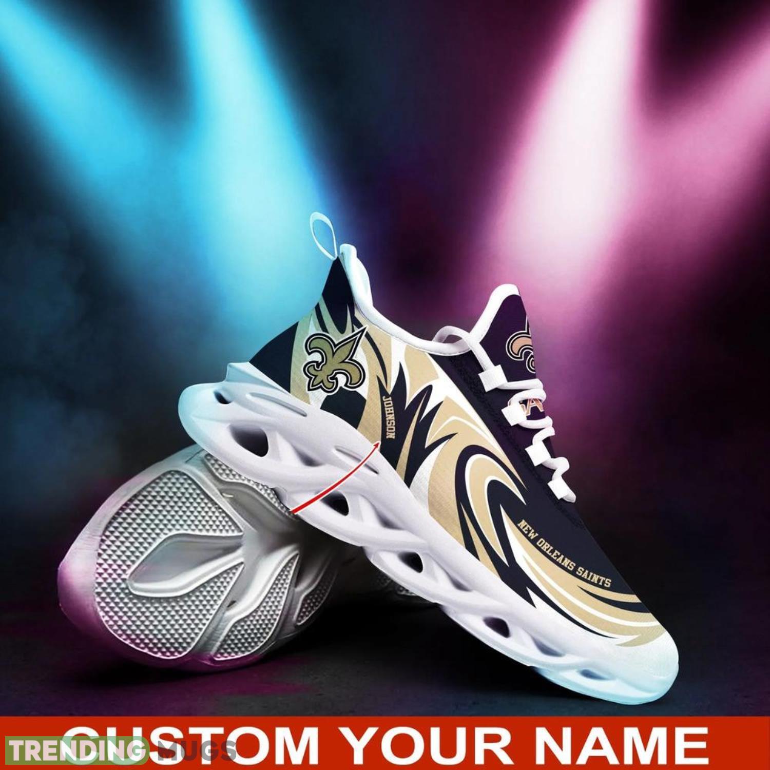New Orleans Saints NFL Max Soul Shoes Custom Name Sneakers Hot Trending Personalized Gifts For NFL Fans Max Soul New Orleans Saints NFL Max Soul Shoes Custom Name Sneakers Hot Trending Personalized Gifts For NFL Fans Max Soul
