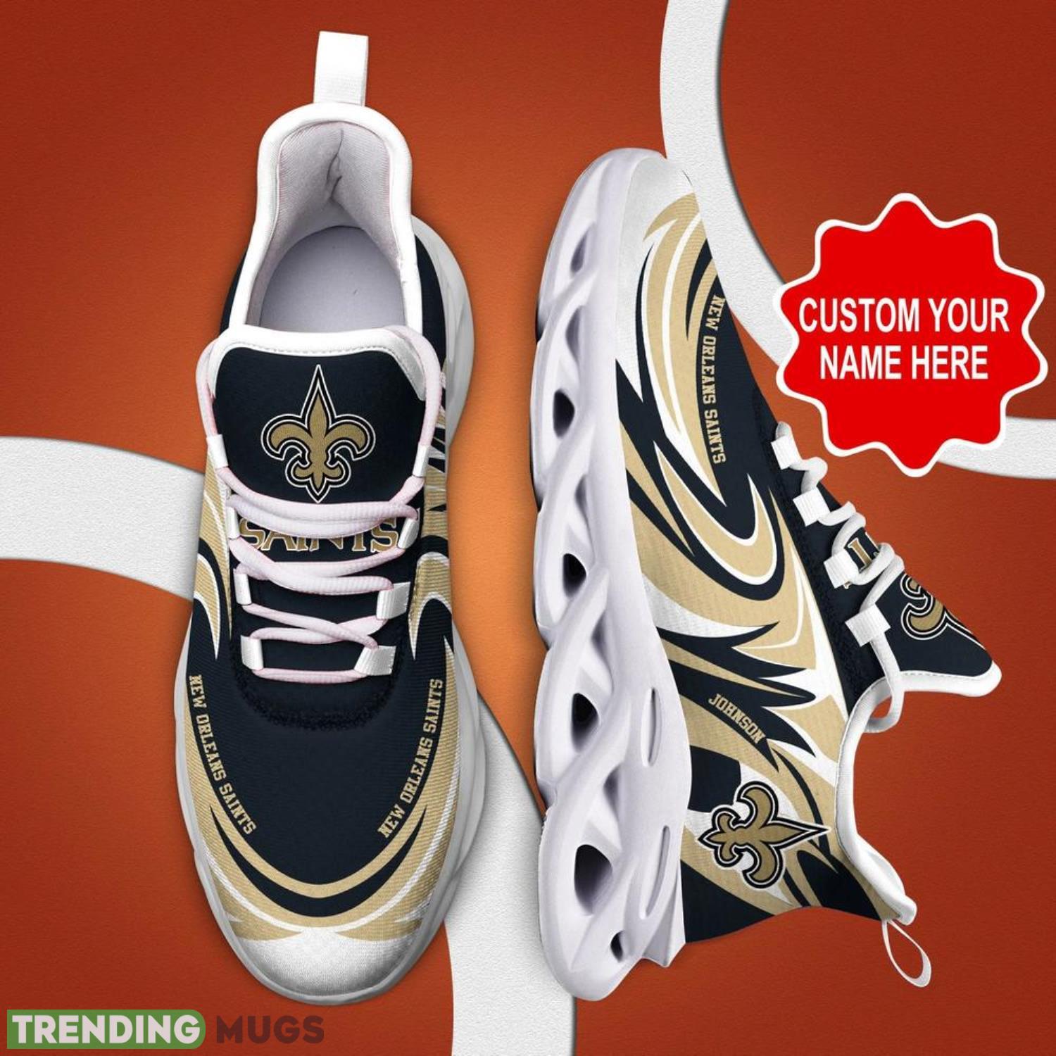New Orleans Saints NFL Max Soul Shoes Custom Name Sneakers Hot Trending Personalized Gifts For NFL Fans Max Soul New Orleans Saints NFL Max Soul Shoes Custom Name Sneakers Hot Trending Personalized Gifts For NFL Fans Max Soul