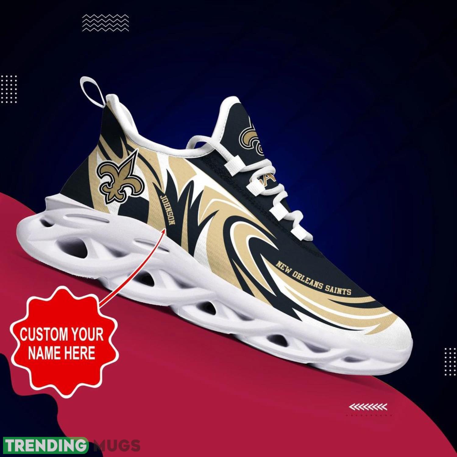 New Orleans Saints NFL Max Soul Shoes Custom Name Sneakers Hot Trending Personalized Gifts For NFL Fans Max Soul New Orleans Saints NFL Max Soul Shoes Custom Name Sneakers Hot Trending Personalized Gifts For NFL Fans Max Soul