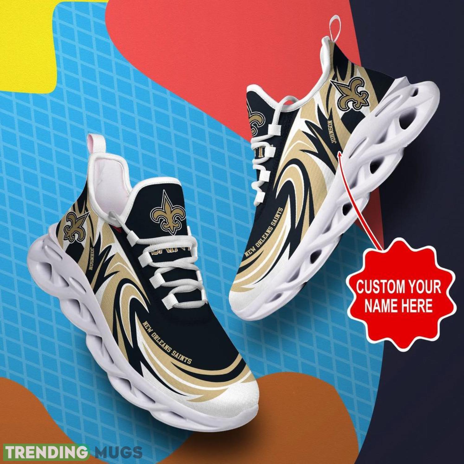 New Orleans Saints NFL Max Soul Shoes Custom Name Sneakers Hot Trending Personalized Gifts For NFL Fans Max Soul New Orleans Saints NFL Max Soul Shoes Custom Name Sneakers Hot Trending Personalized Gifts For NFL Fans Max Soul