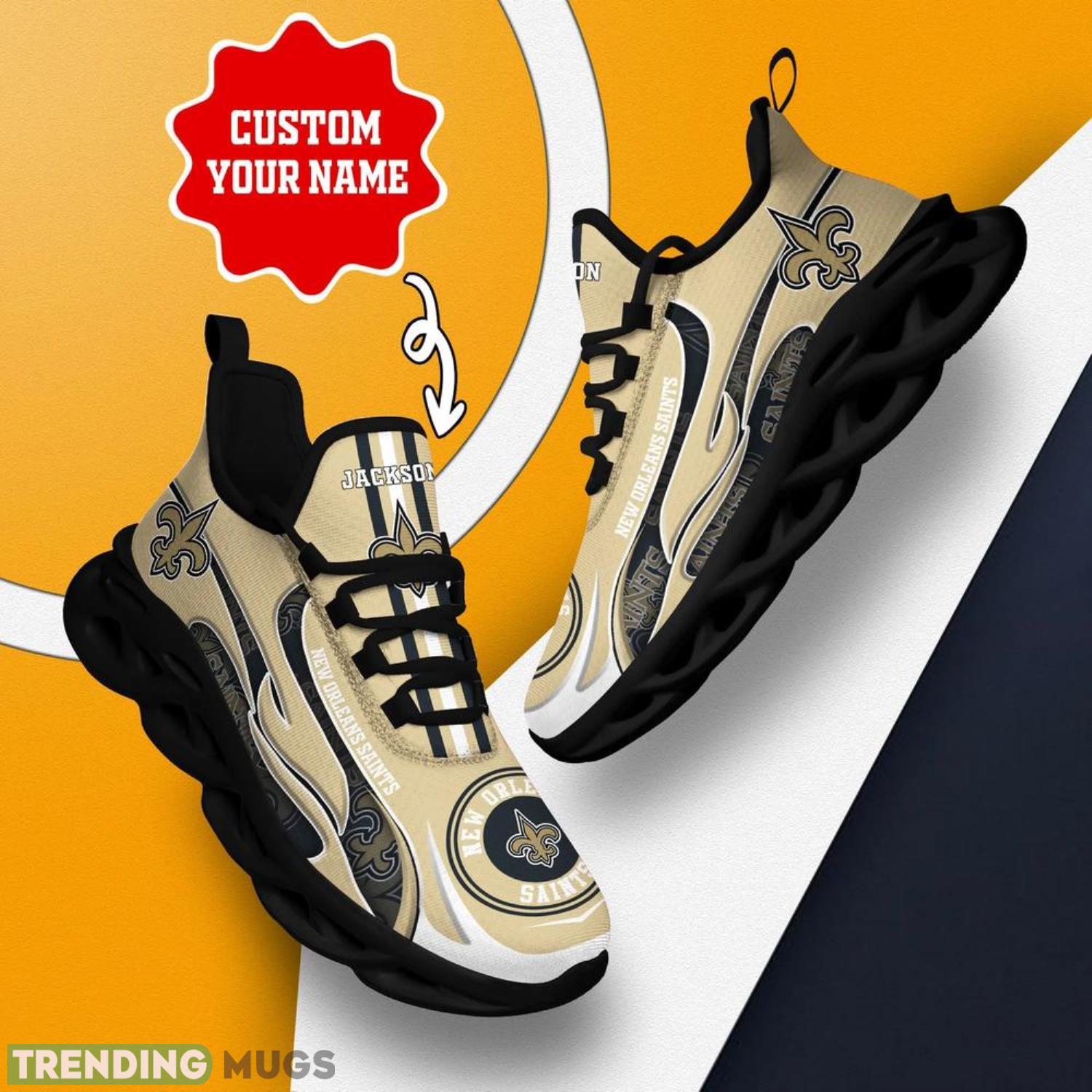 New Orleans Saints NFL Max Soul Shoes Custom Name Sneakers Running Shoes Gifts For NFL Fans Max Soul New Orleans Saints NFL Max Soul Shoes Custom Name Sneakers Running Shoes Gifts For NFL Fans Max Soul
