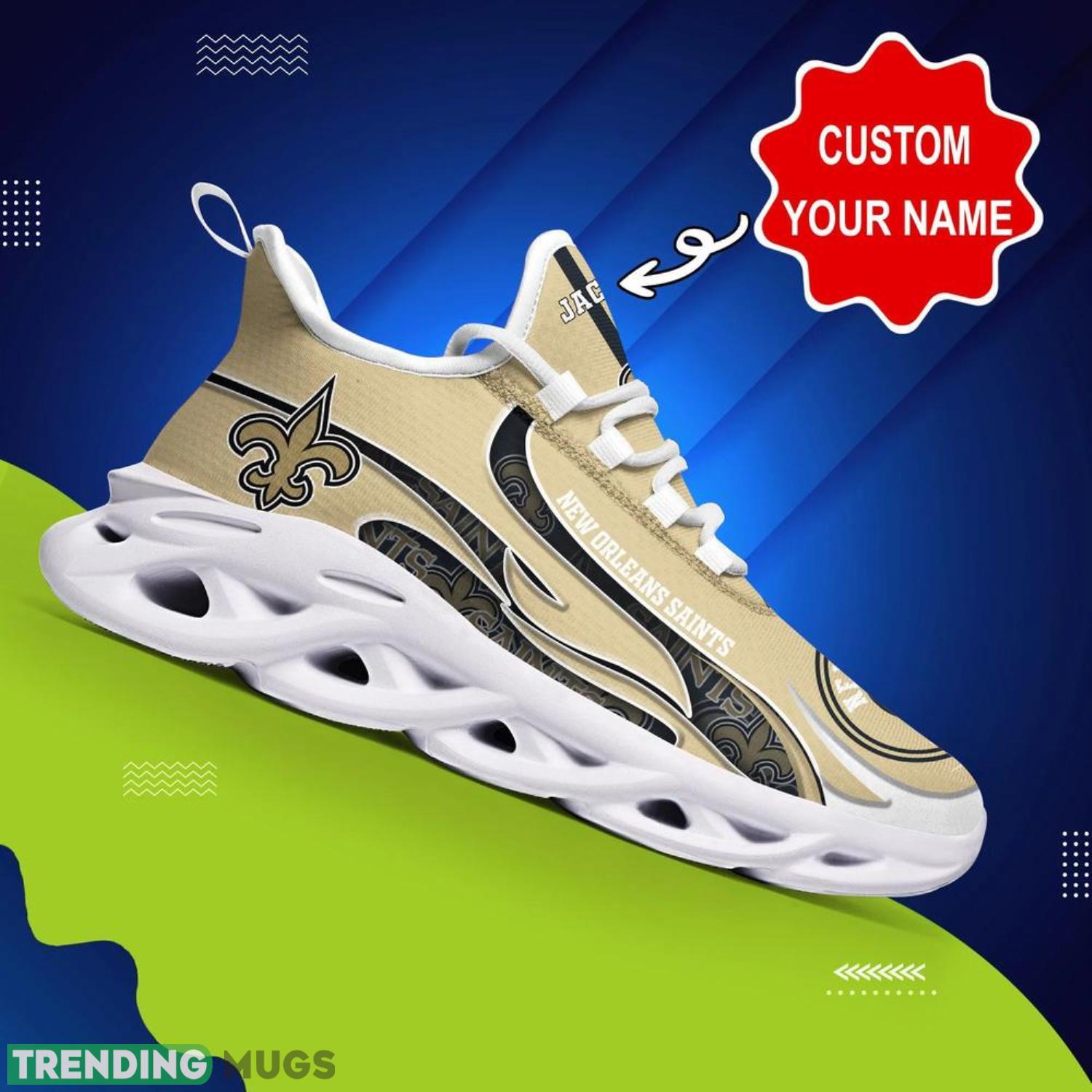 New Orleans Saints NFL Max Soul Shoes Custom Name Sneakers Running Shoes Gifts For NFL Fans Max Soul New Orleans Saints NFL Max Soul Shoes Custom Name Sneakers Running Shoes Gifts For NFL Fans Max Soul
