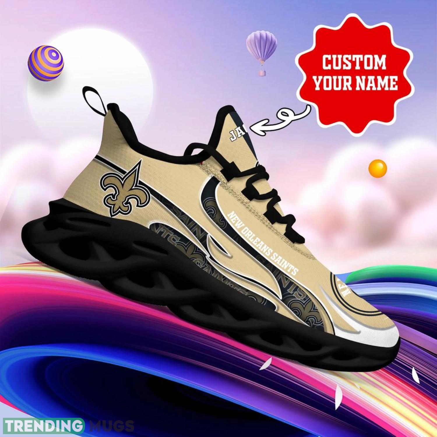 New Orleans Saints NFL Max Soul Shoes Custom Name Sneakers Running Shoes Gifts For NFL Fans Max Soul New Orleans Saints NFL Max Soul Shoes Custom Name Sneakers Running Shoes Gifts For NFL Fans Max Soul