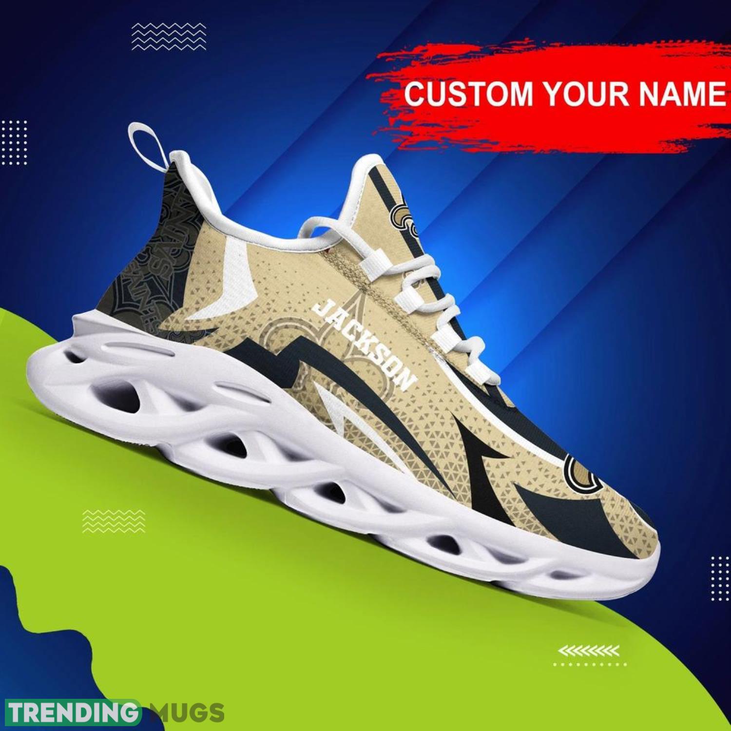 New Orleans Saints NFL Max Soul Shoes Custom Name Sneakers Running Shoes Hot Trending Personalized Gifts For NFL Fans Product Photo 1 New Orleans Saints NFL Max Soul Shoes Custom Name Sneakers Running Shoes Hot Trending Personalized Gifts For NFL Fans Product Photo 1