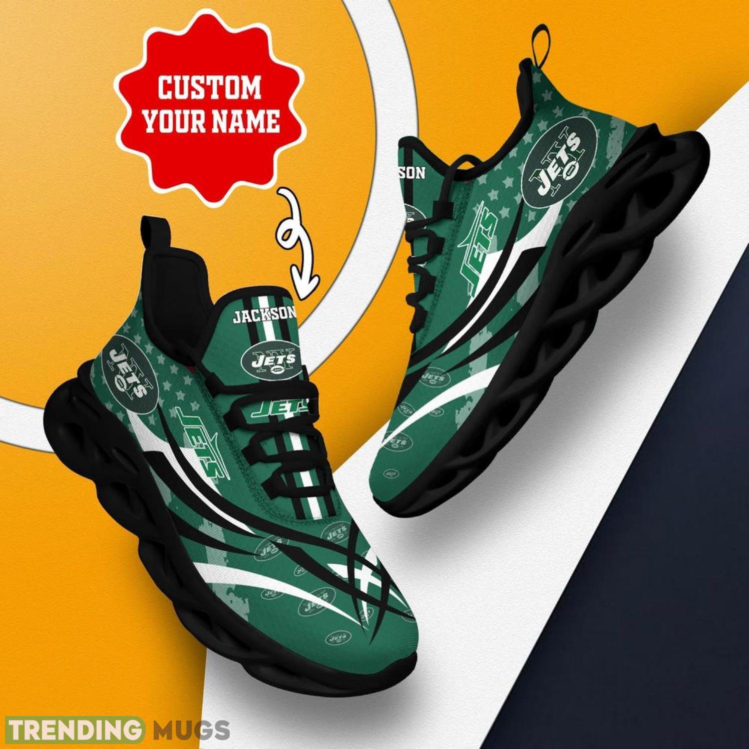 New York Jets NFL Max Soul Shoes Custom Name Sneakers Running Shoes Gifts For NFL Fans Max Soul New York Jets NFL Max Soul Shoes Custom Name Sneakers Running Shoes Gifts For NFL Fans Max Soul