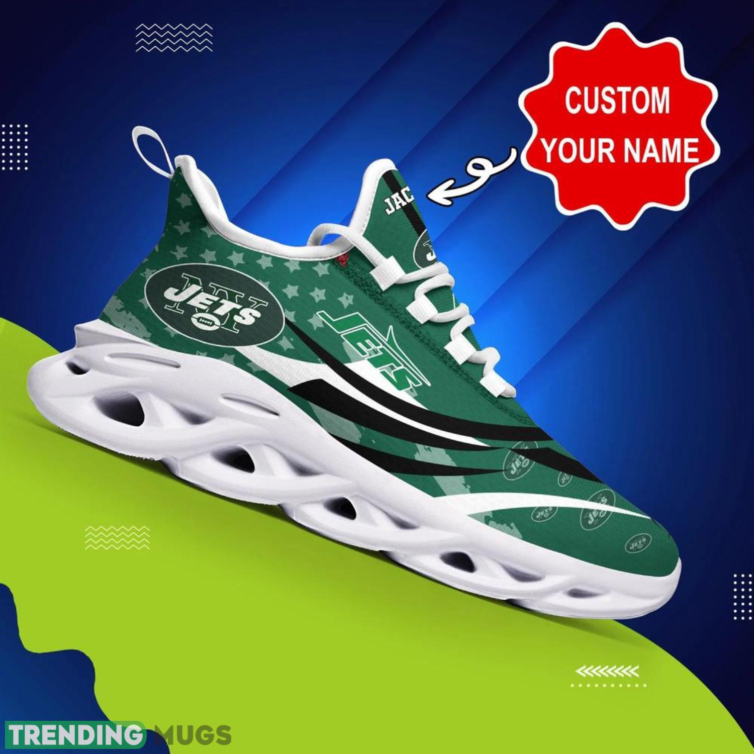 New York Jets NFL Max Soul Shoes Custom Name Sneakers Running Shoes Gifts For NFL Fans Max Soul New York Jets NFL Max Soul Shoes Custom Name Sneakers Running Shoes Gifts For NFL Fans Max Soul