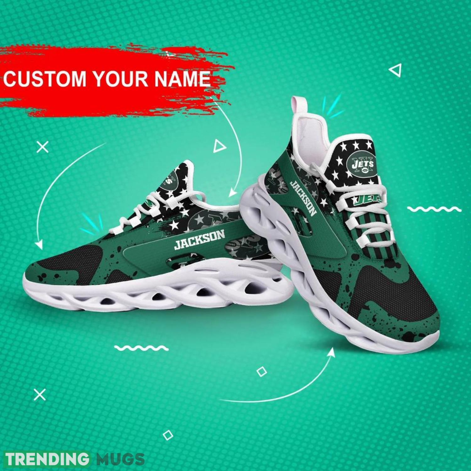 New York Jets NFL Max Soul Shoes Custom Name Sneakers Running Shoes Hot Trending Personalized Gifts For NFL Fans Max Soul New York Jets NFL Max Soul Shoes Custom Name Sneakers Running Shoes Hot Trending Personalized Gifts For NFL Fans Max Soul
