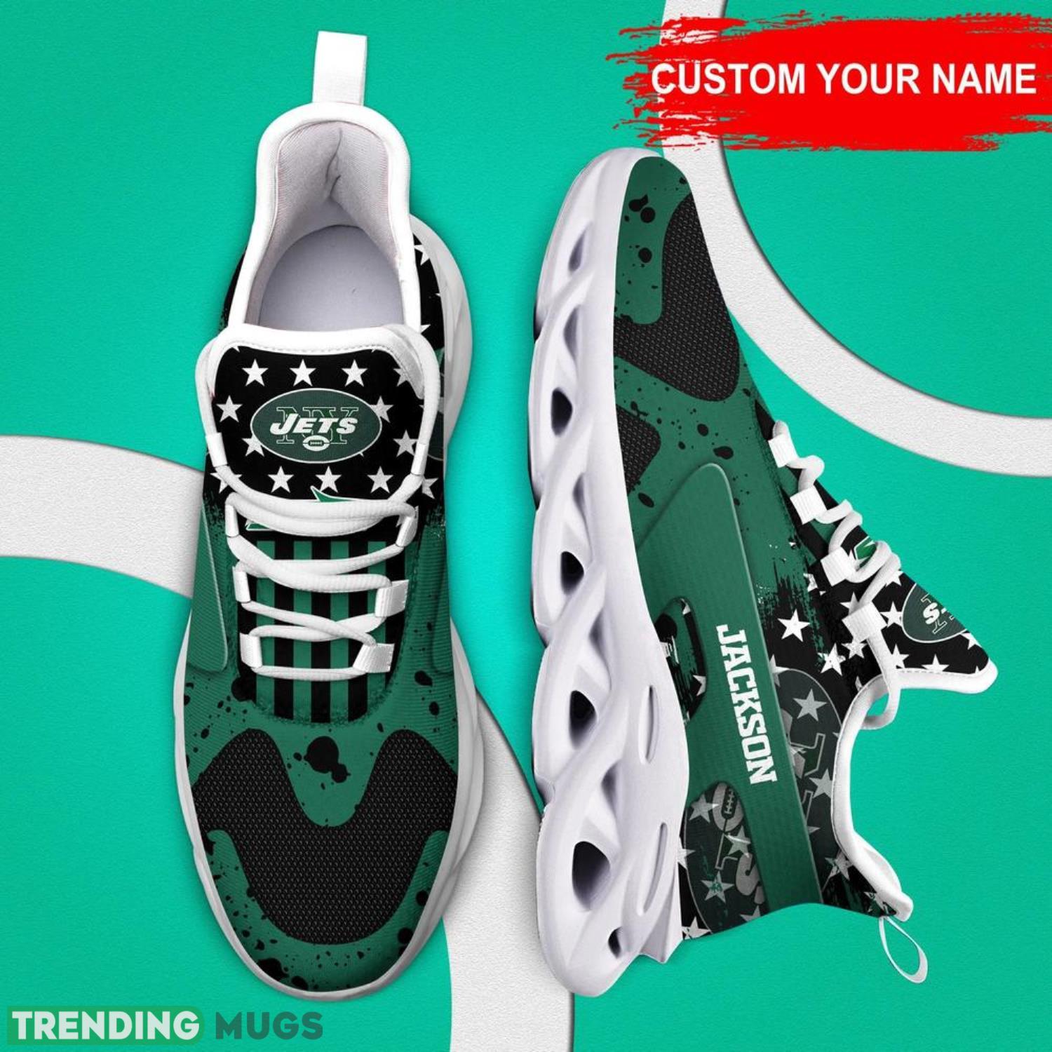 New York Jets NFL Max Soul Shoes Custom Name Sneakers Running Shoes Hot Trending Personalized Gifts For NFL Fans Max Soul New York Jets NFL Max Soul Shoes Custom Name Sneakers Running Shoes Hot Trending Personalized Gifts For NFL Fans Max Soul