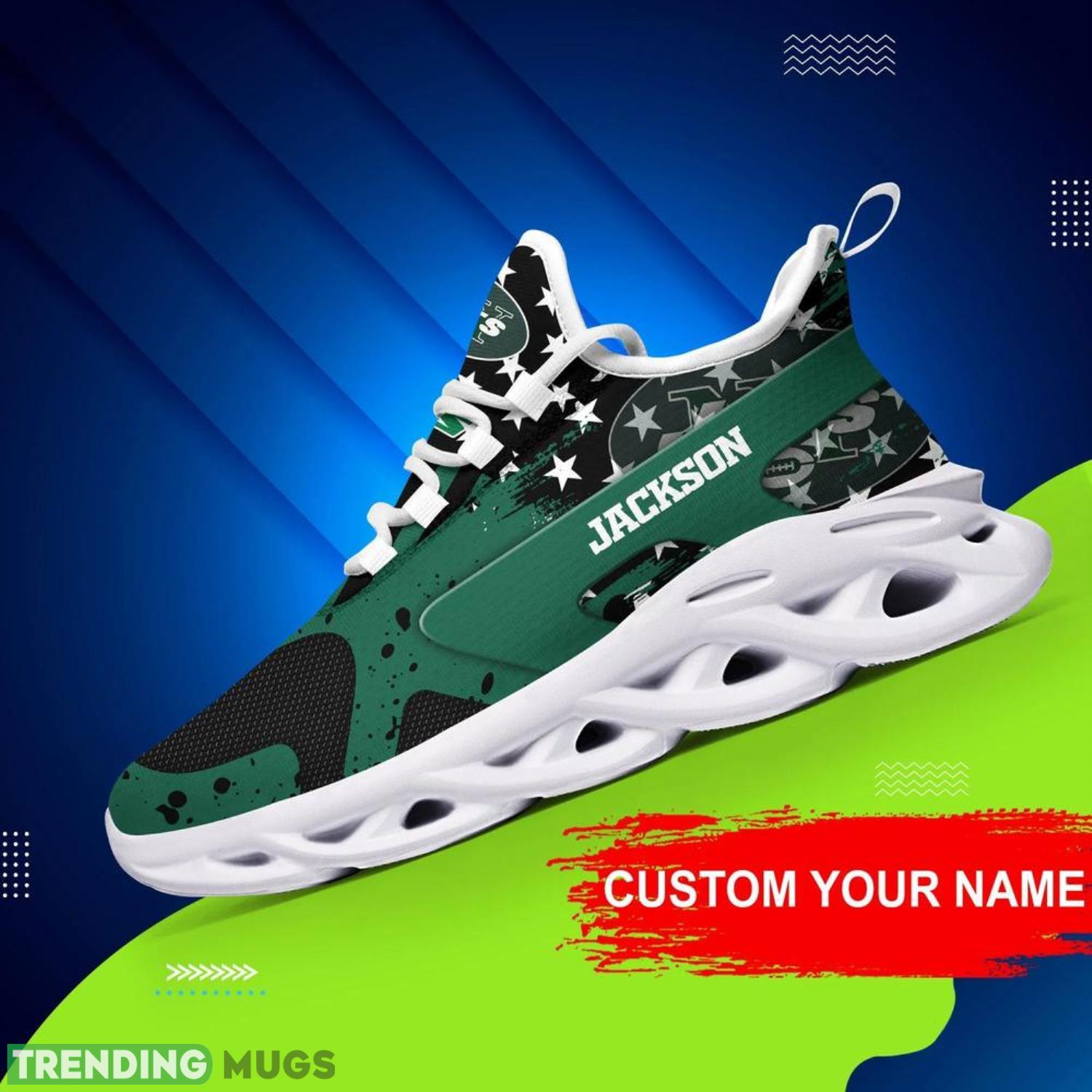 New York Jets NFL Max Soul Shoes Custom Name Sneakers Running Shoes Hot Trending Personalized Gifts For NFL Fans Max Soul New York Jets NFL Max Soul Shoes Custom Name Sneakers Running Shoes Hot Trending Personalized Gifts For NFL Fans Max Soul