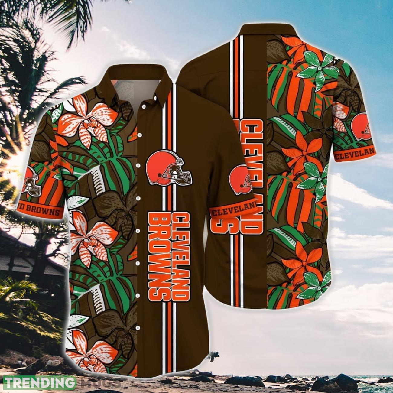 NFL Cleveland Browns Hawaiian Shirt Flower Chic Summer Gift For Fans Product Photo 1