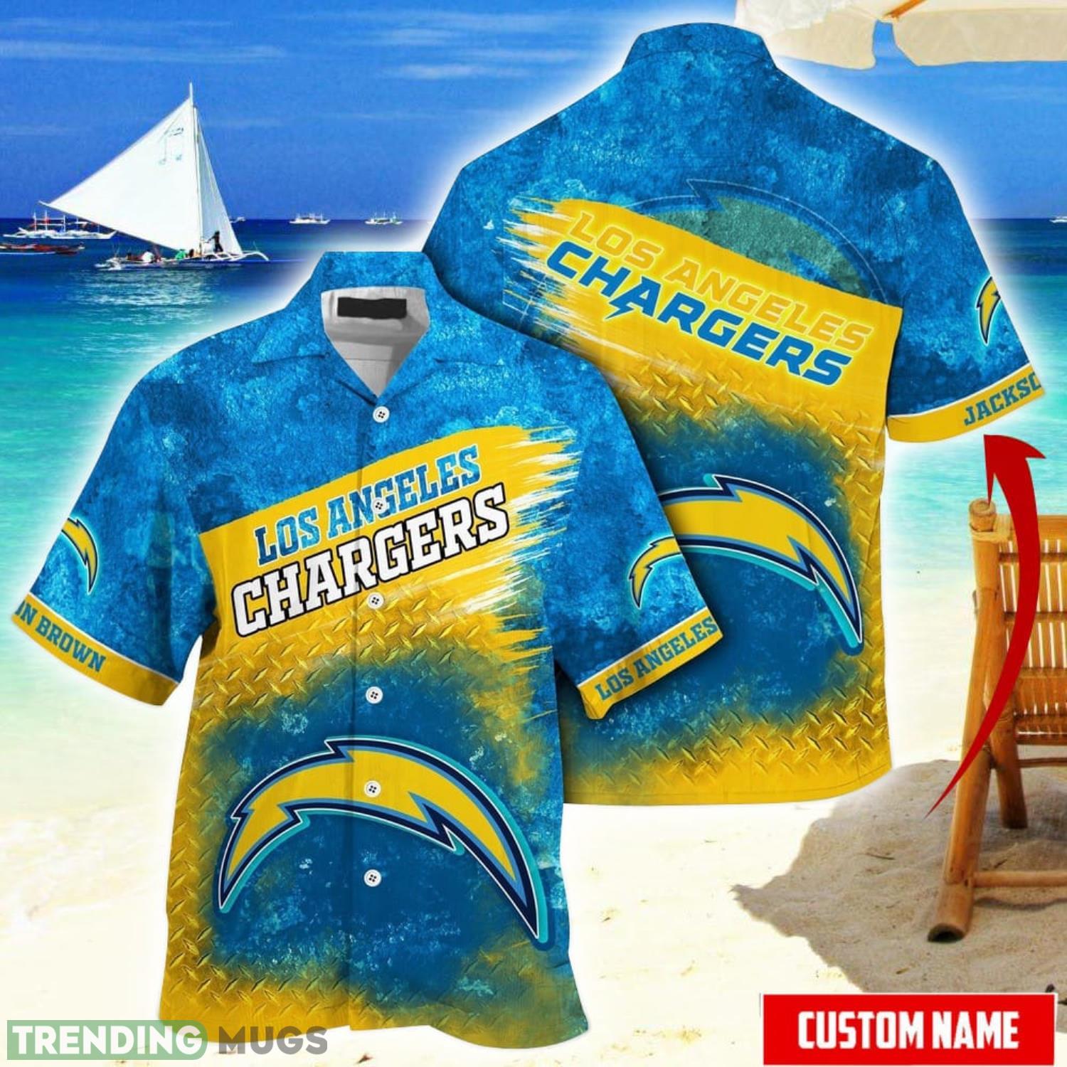 NFL Los Angeles Chargers Hawaiian Shirt Custom Name For Fans Aloha Summer Shirt Product Photo 1 NFL Los Angeles Chargers Hawaiian Shirt Custom Name For Fans Aloha Summer Shirt Product Photo 1