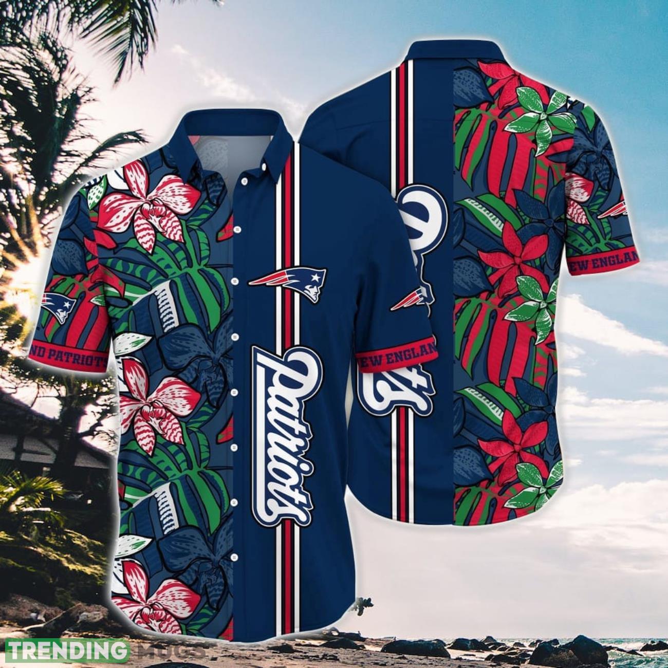 NFL New England Patriots Hawaiian Shirt Flower Chic Summer Gift For Fans Product Photo 1 NFL New England Patriots Hawaiian Shirt Flower Chic Summer Gift For Fans Product Photo 1