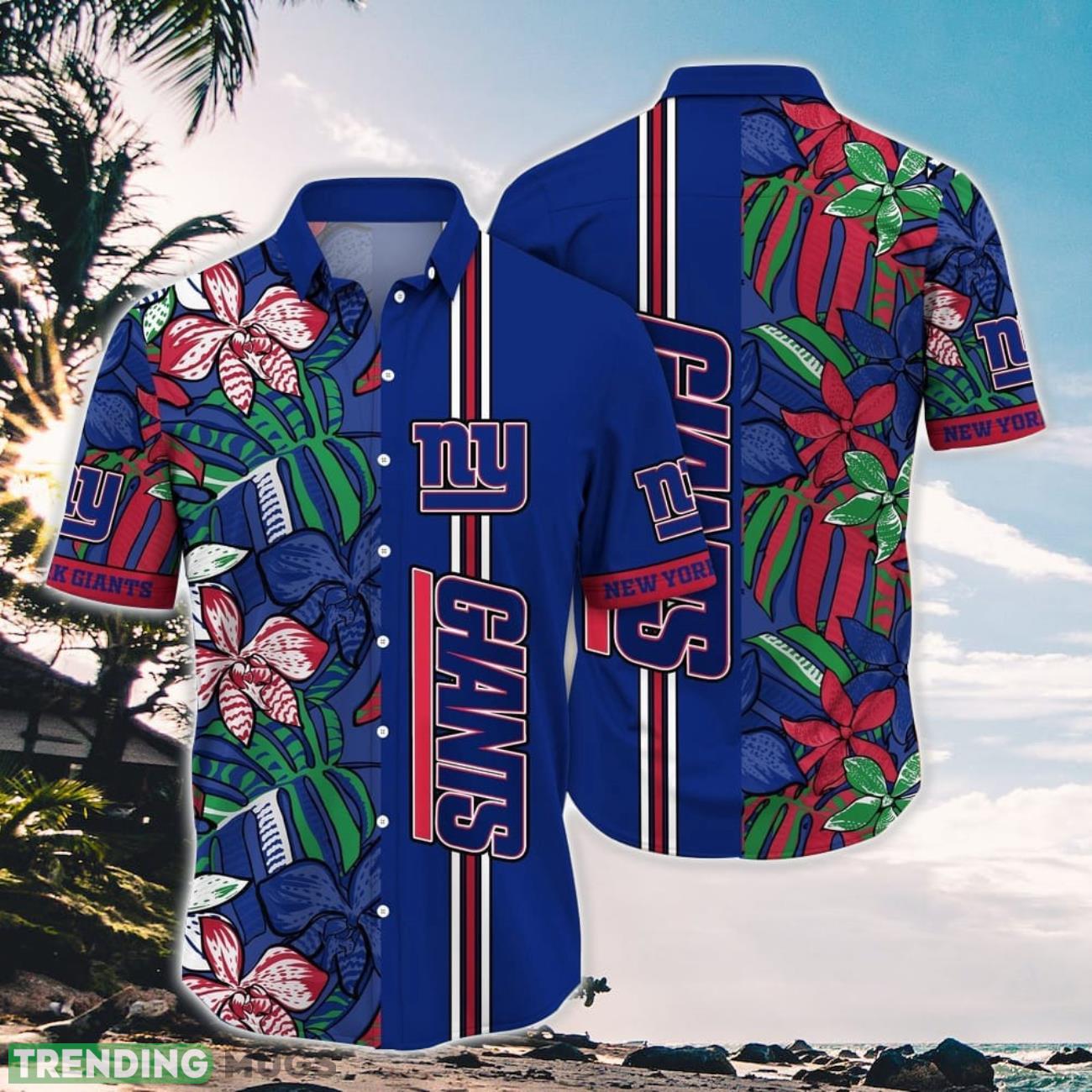 NFL New York Giants Hawaiian Shirt Flower Chic Summer Gift For Fans Product Photo 1 NFL New York Giants Hawaiian Shirt Flower Chic Summer Gift For Fans Product Photo 1