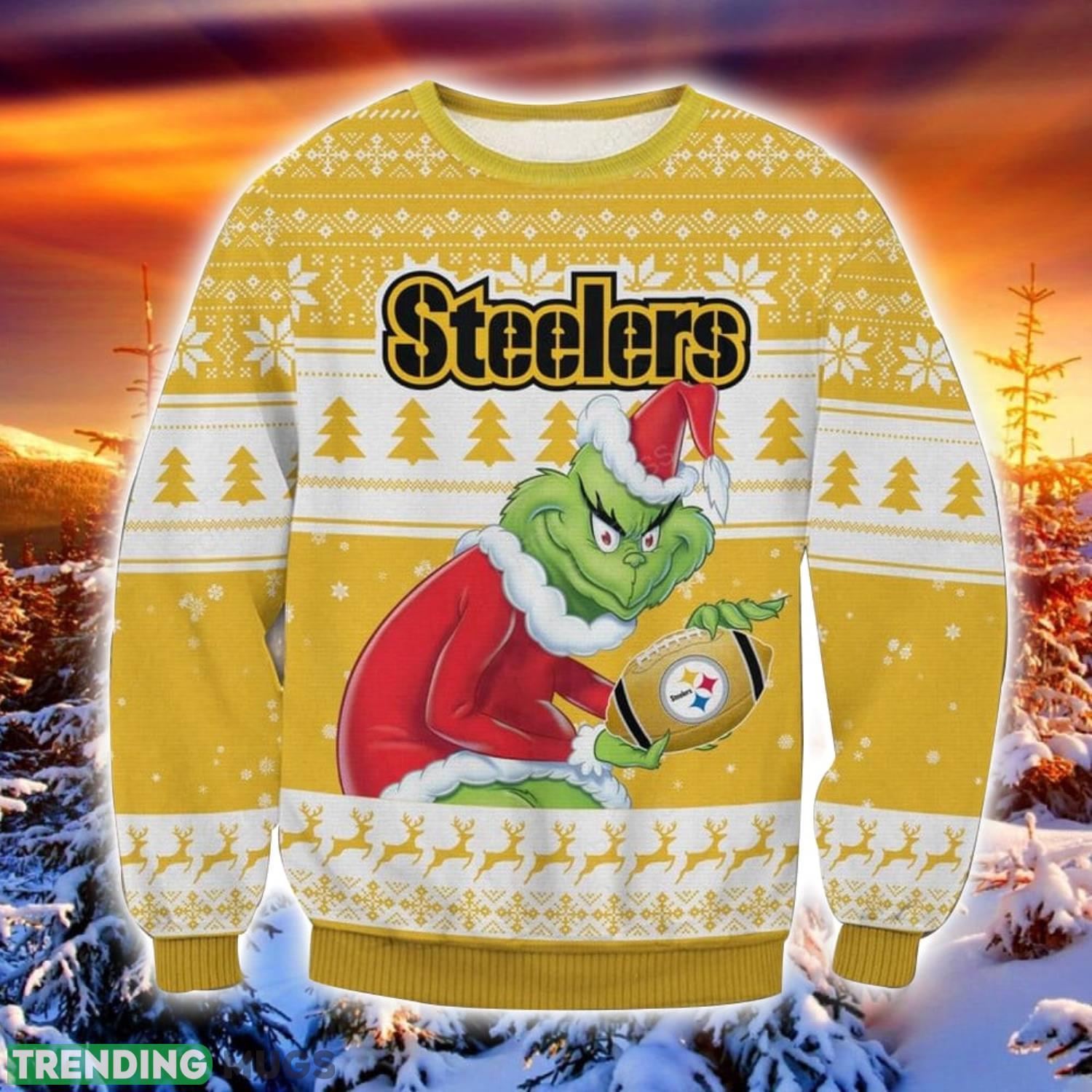 NFL Pittsburgh Steelers Grinch Ugly Christmas Sweater Trending Sweater For 2023 Christmas Holidays Product Photo 1 NFL Pittsburgh Steelers Grinch Ugly Christmas Sweater Trending Sweater For 2023 Christmas Holidays Product Photo 1