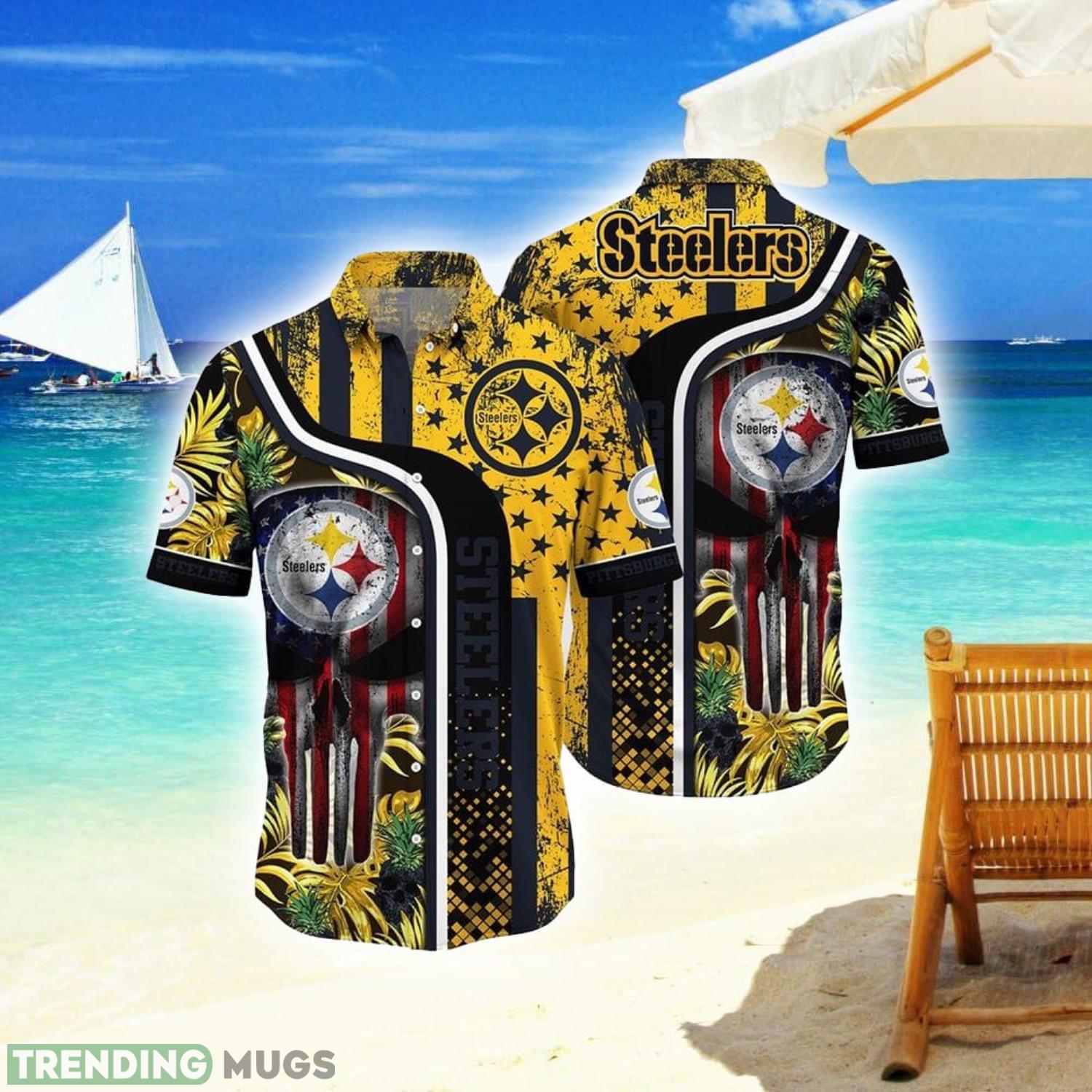 NFL Pittsburgh Steelers Hawaiian Shirts Skull Halloween Gift For Fans Product Photo 1 NFL Pittsburgh Steelers Hawaiian Shirts Skull Halloween Gift For Fans Product Photo 1