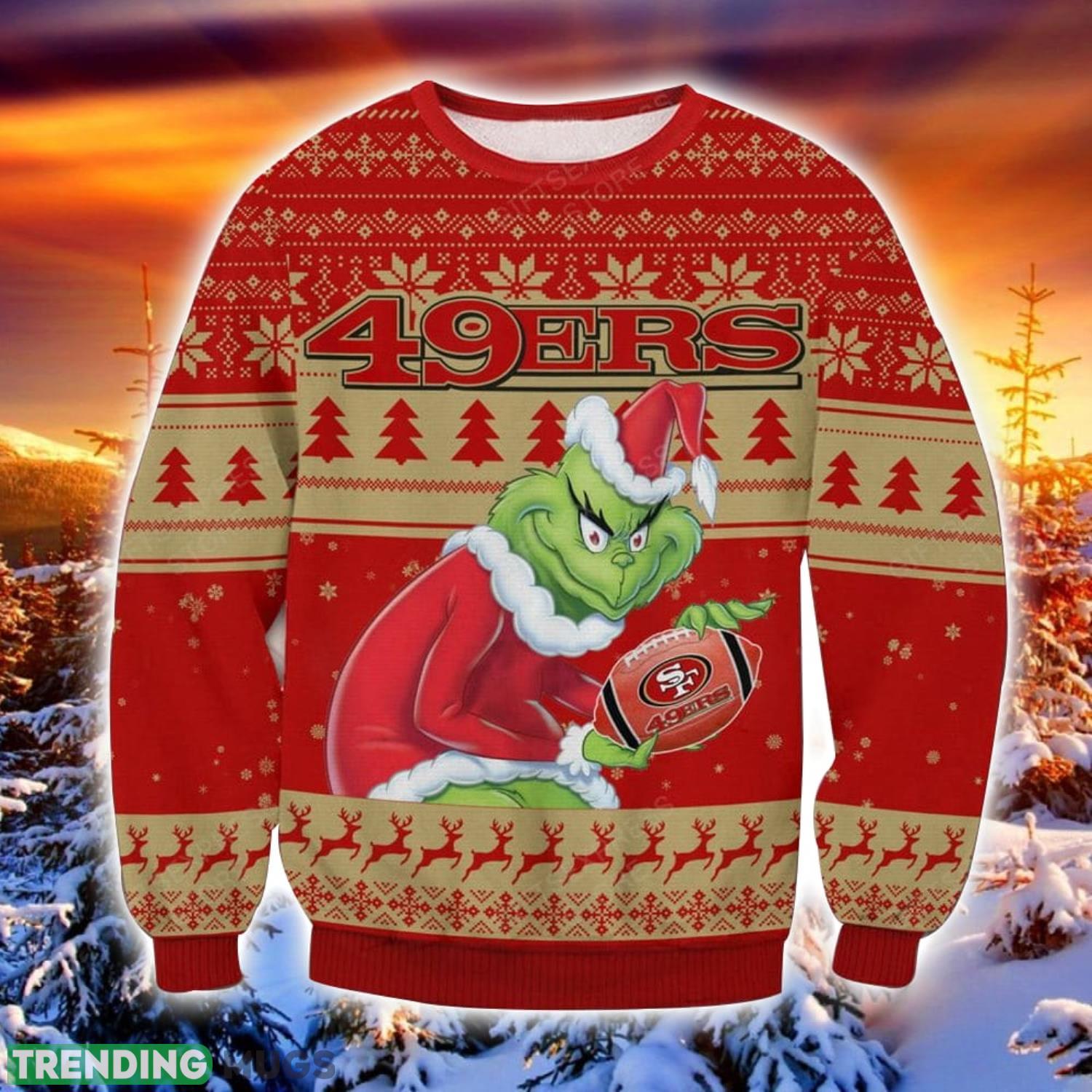 NFL San Francisco 49ers Grinch Ugly Christmas Sweater Trending Sweater For 2023 Christmas Holidays Product Photo 1 NFL San Francisco 49ers Grinch Ugly Christmas Sweater Trending Sweater For 2023 Christmas Holidays Product Photo 1
