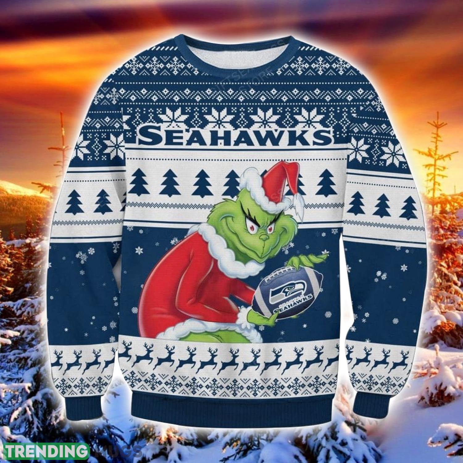 NFL Seattle Seahawks Grinch Ugly Christmas Sweater Trending Sweater For 2023 Christmas Holidays Product Photo 1 NFL Seattle Seahawks Grinch Ugly Christmas Sweater Trending Sweater For 2023 Christmas Holidays Product Photo 1