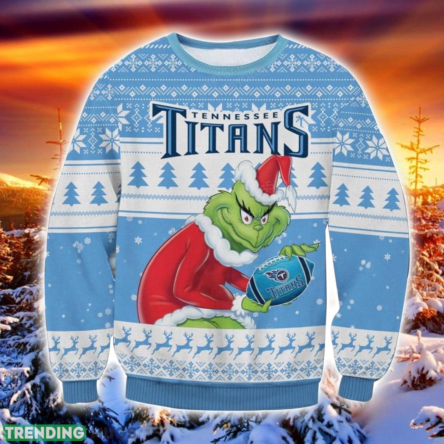 NFL Tennessee Titans Grinch Ugly Christmas Sweater Trending Sweater For 2023 Christmas Holidays Product Photo 1