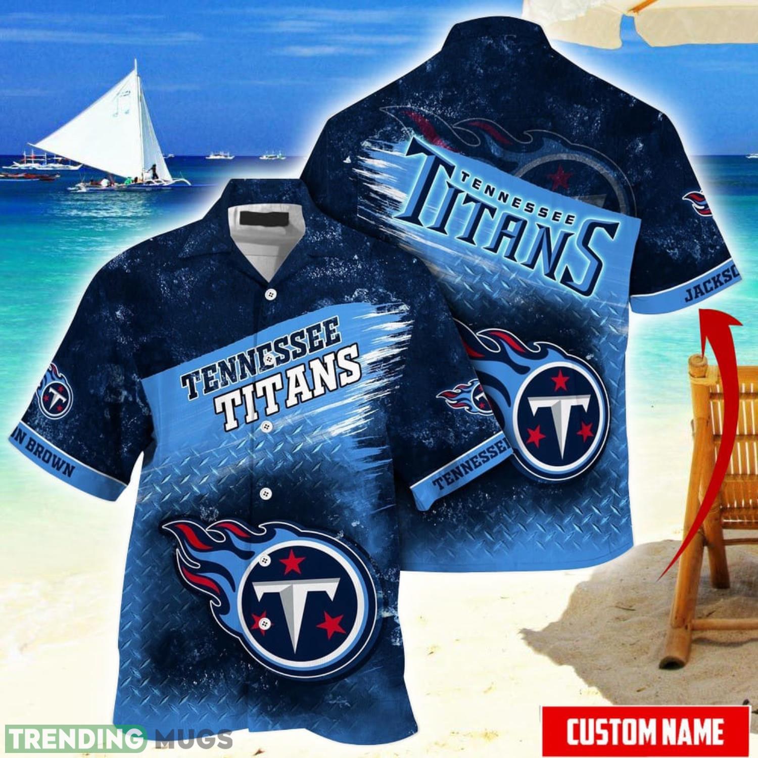 NFL Tennessee Titans Hawaiian Shirt Custom Name For Fans Aloha Summer Shirt Product Photo 1 NFL Tennessee Titans Hawaiian Shirt Custom Name For Fans Aloha Summer Shirt Product Photo 1