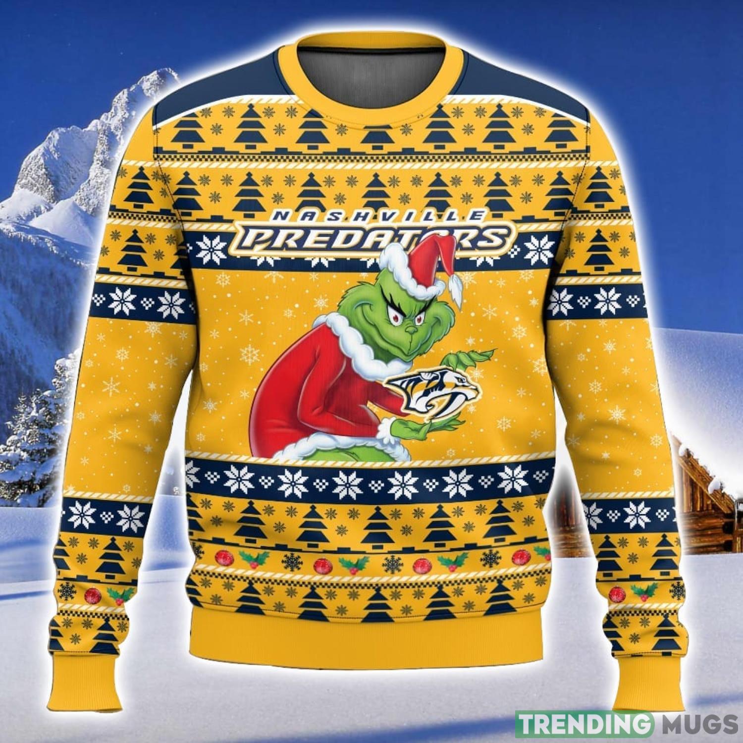 NHL Nashville Predators Grinch 3D Christmas Sweater Ugly Christmas Sweater Christmas Gift Ideas Product Photo 1 NHL Nashville Predators Grinch 3D Christmas Sweater Ugly Christmas Sweater Christmas Gift Ideas Product Photo 1