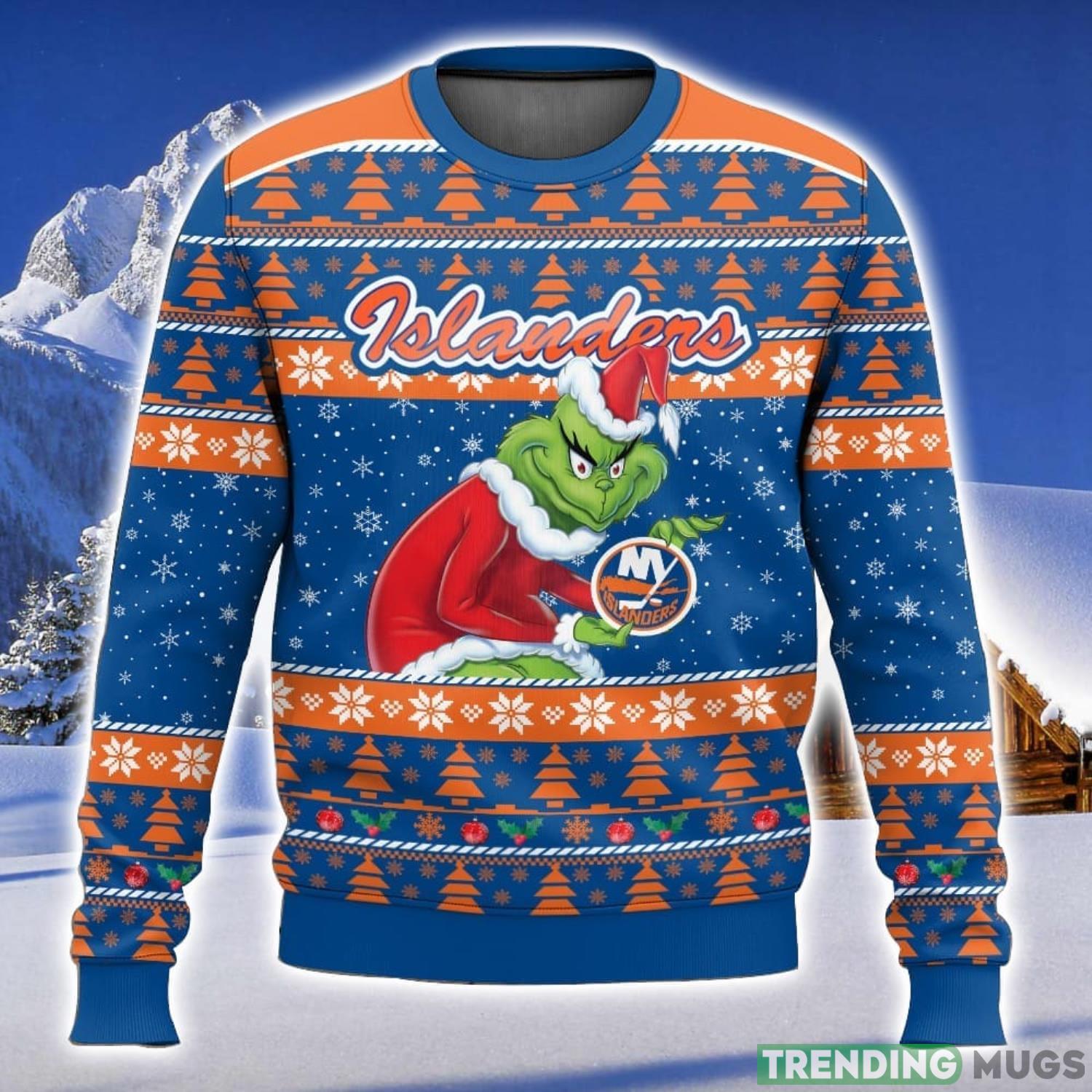 NHL New York Islanders Grinch 3D Christmas Sweater Ugly Christmas Sweater Christmas Gift Ideas Product Photo 1 NHL New York Islanders Grinch 3D Christmas Sweater Ugly Christmas Sweater Christmas Gift Ideas Product Photo 1