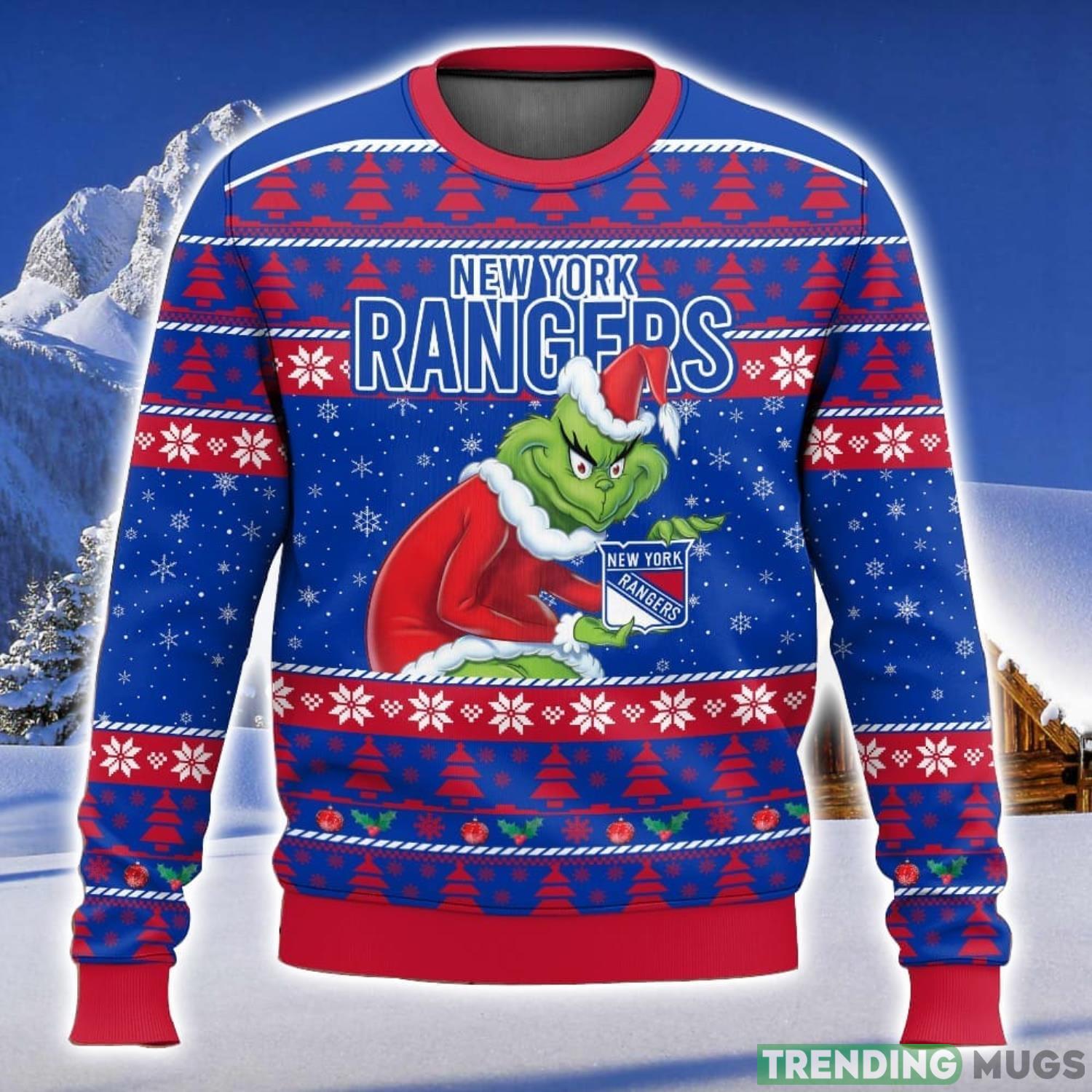 NHL New York Rangers Grinch 3D Christmas Sweater Ugly Christmas Sweater Christmas Gift Ideas Product Photo 1 NHL New York Rangers Grinch 3D Christmas Sweater Ugly Christmas Sweater Christmas Gift Ideas Product Photo 1