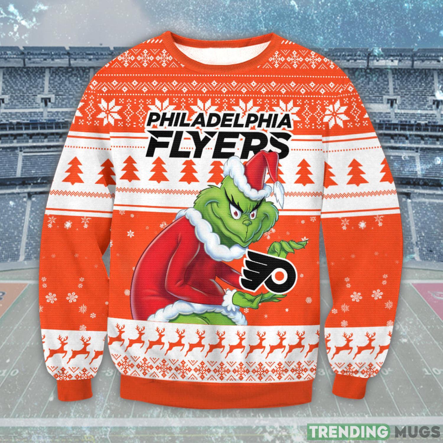 NHL Philadelphia Flyers Grinch Christmas 3D Christmas Sweater Ugly Christmas Sweater Christmas Gift Ideas Product Photo 1 NHL Philadelphia Flyers Grinch Christmas 3D Christmas Sweater Ugly Christmas Sweater Christmas Gift Ideas Product Photo 1