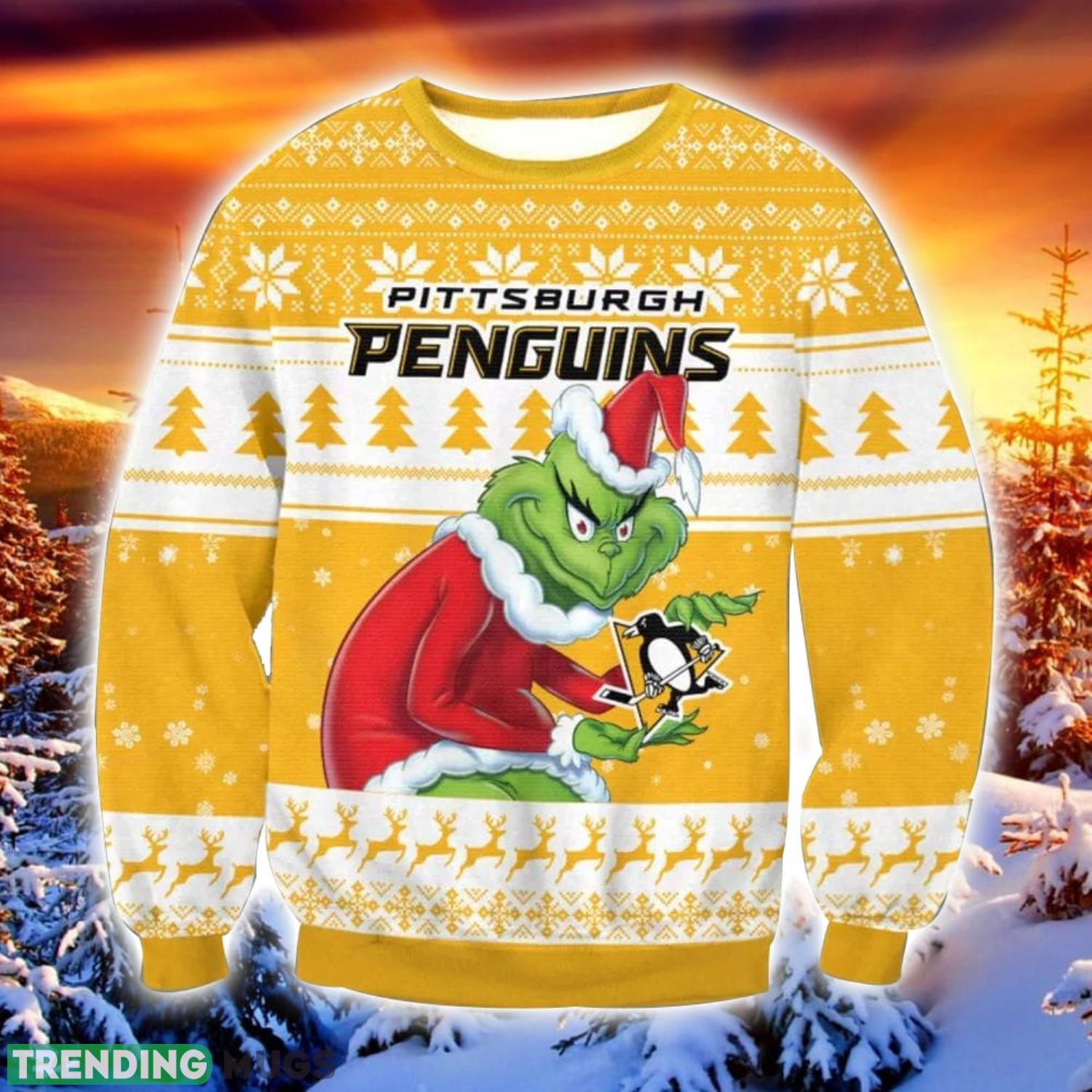 NHL Pittsburgh Penguins Grinch Ugly Christmas Sweater Trending Sweater For 2023 Christmas Holidays Product Photo 1 NHL Pittsburgh Penguins Grinch Ugly Christmas Sweater Trending Sweater For 2023 Christmas Holidays Product Photo 1