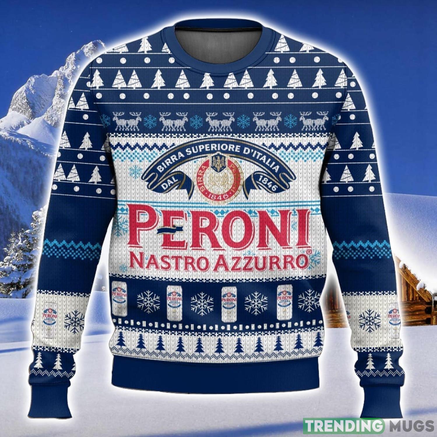 Peroni Nastro Azzurro 3D Christmas Sweater Ugly Christmas Sweater Christmas Gift Ideas Product Photo 1 Peroni Nastro Azzurro 3D Christmas Sweater Ugly Christmas Sweater Christmas Gift Ideas Product Photo 1