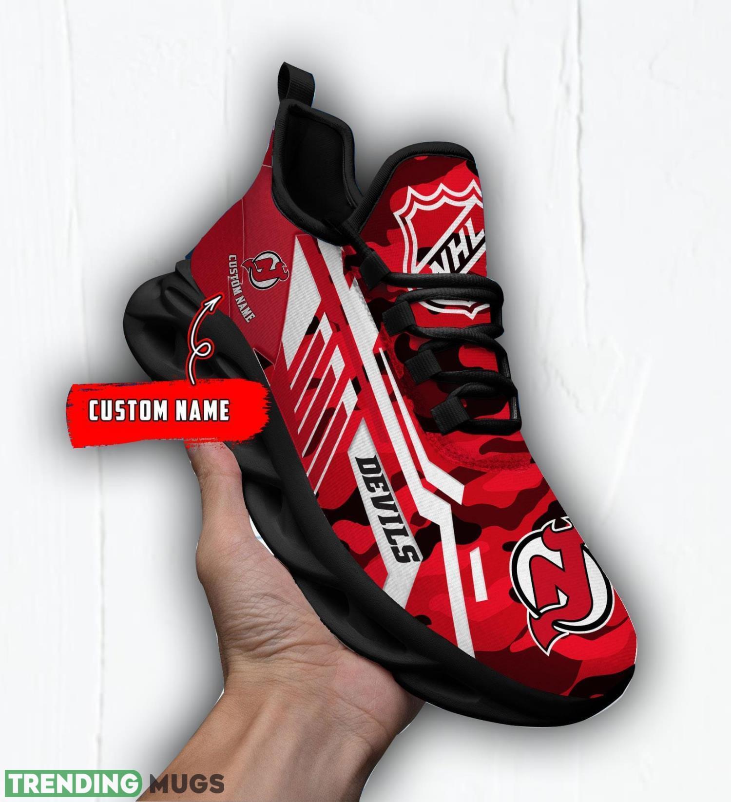 Personalized Name Shoes New Jersey Devils Camo Pattern Max Soul Shoes Running Sneakers Max Soul Personalized Name Shoes New Jersey Devils Camo Pattern Max Soul Shoes Running Sneakers Max Soul