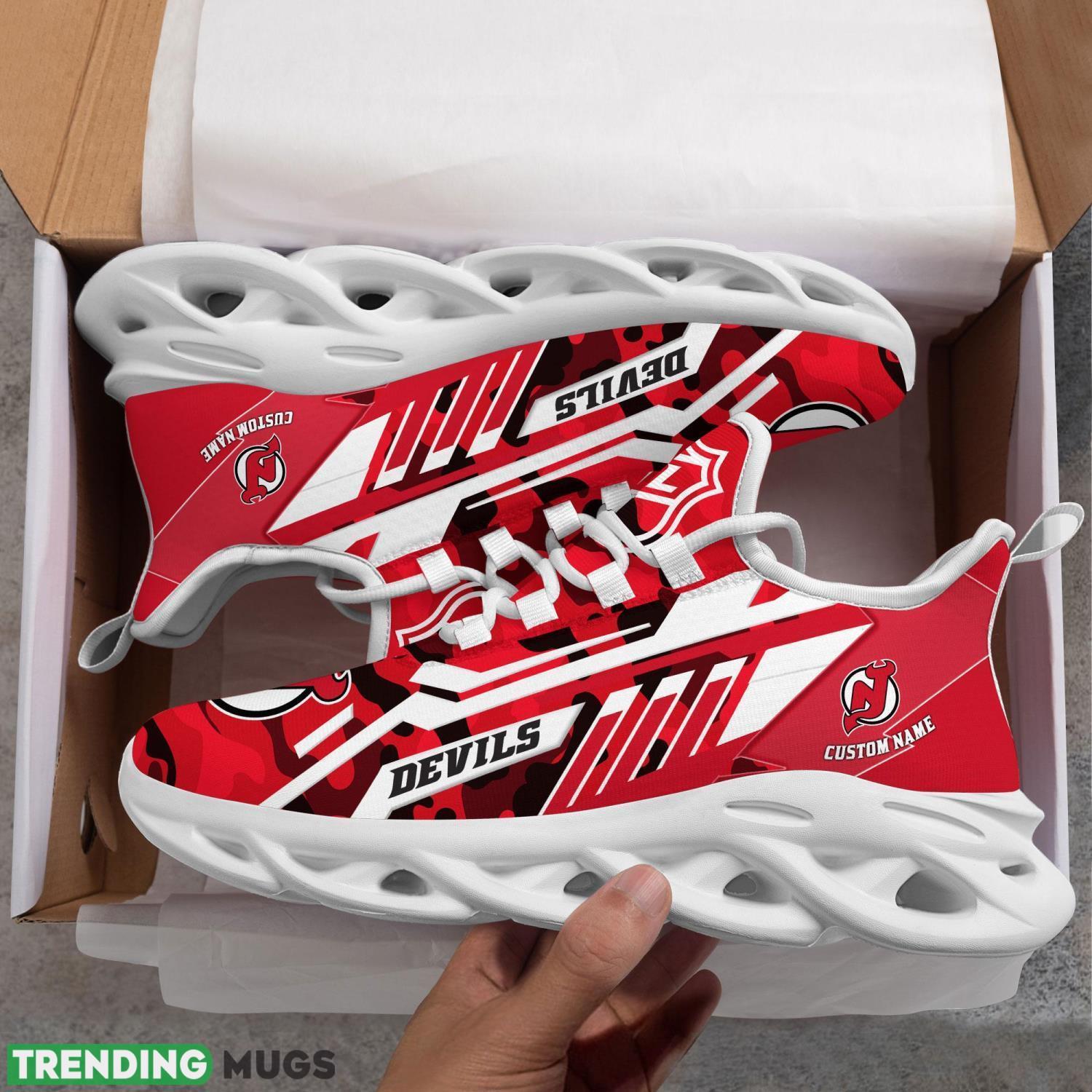 Personalized Name Shoes New Jersey Devils Camo Pattern Max Soul Shoes Running Sneakers Product Photo 1 Personalized Name Shoes New Jersey Devils Camo Pattern Max Soul Shoes Running Sneakers Product Photo 1