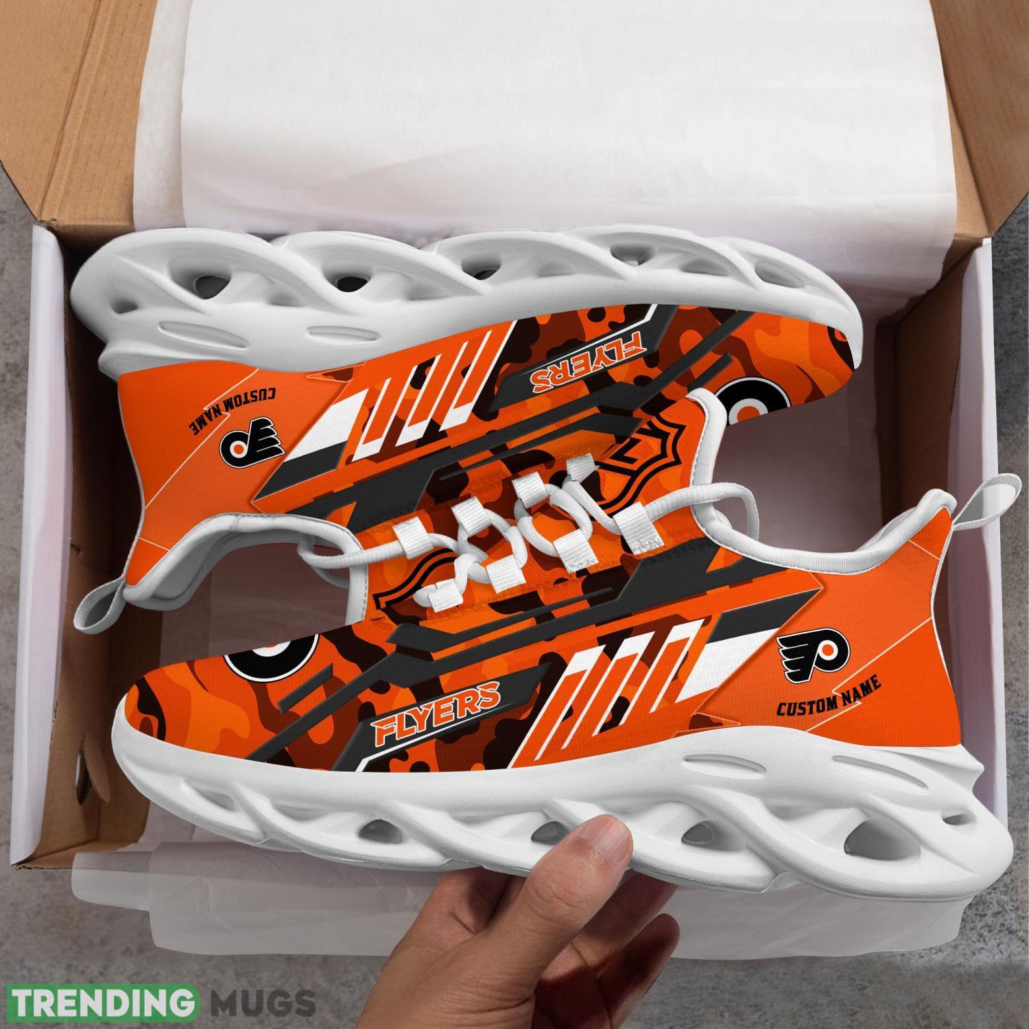 Personalized Name Shoes Philadelphia Flyers Camo Pattern Max Soul Shoes Running Sneakers Product Photo 1 Personalized Name Shoes Philadelphia Flyers Camo Pattern Max Soul Shoes Running Sneakers Product Photo 1