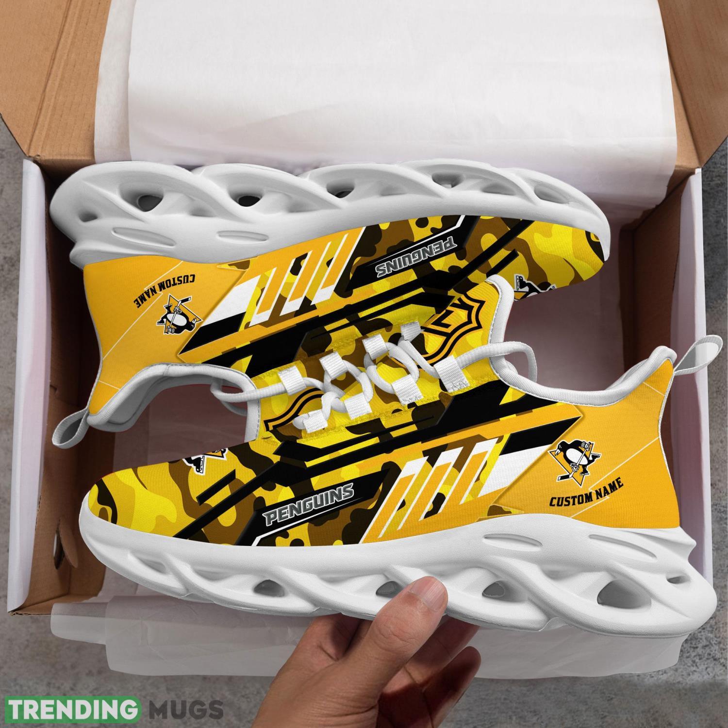 Personalized Name Shoes Pittsburgh Penguins Camo Pattern Max Soul Shoes Running Sneakers Product Photo 1 Personalized Name Shoes Pittsburgh Penguins Camo Pattern Max Soul Shoes Running Sneakers Product Photo 1