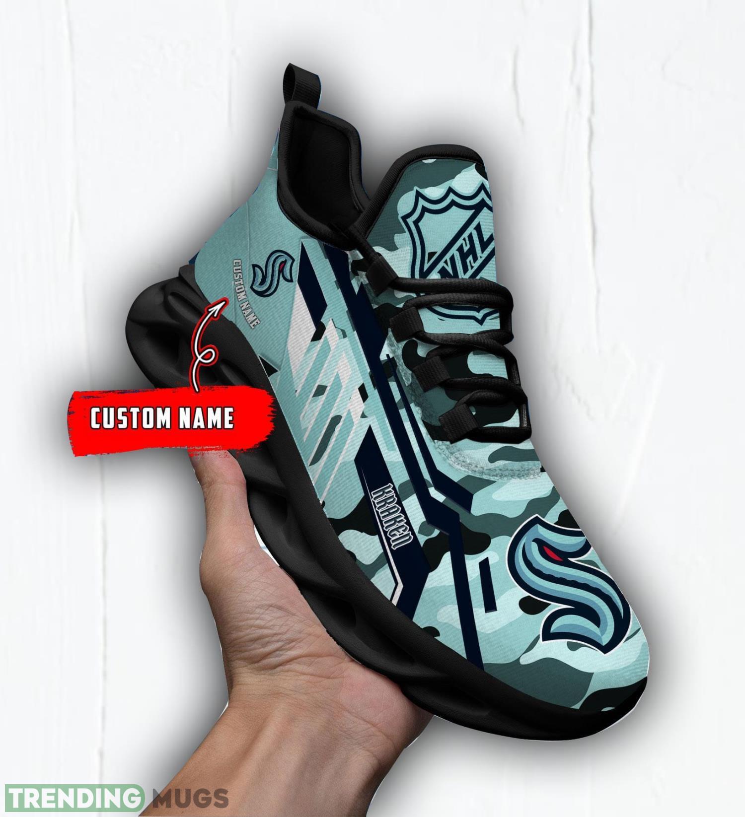 Personalized Name Shoes Seattle Kraken Camo Pattern Max Soul Shoes Running Sneakers Max Soul Personalized Name Shoes Seattle Kraken Camo Pattern Max Soul Shoes Running Sneakers Max Soul