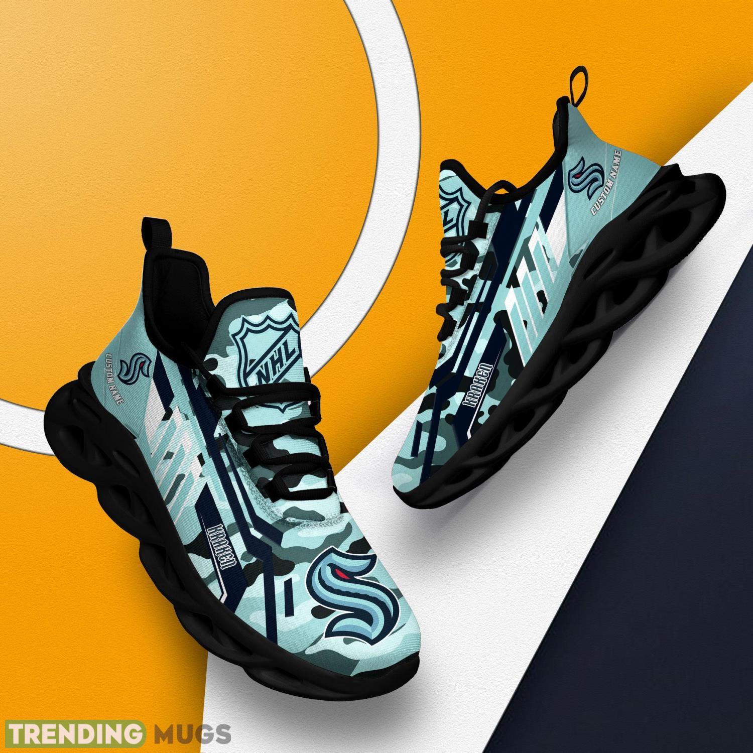 Personalized Name Shoes Seattle Kraken Camo Pattern Max Soul Shoes Running Sneakers Max Soul Personalized Name Shoes Seattle Kraken Camo Pattern Max Soul Shoes Running Sneakers Max Soul
