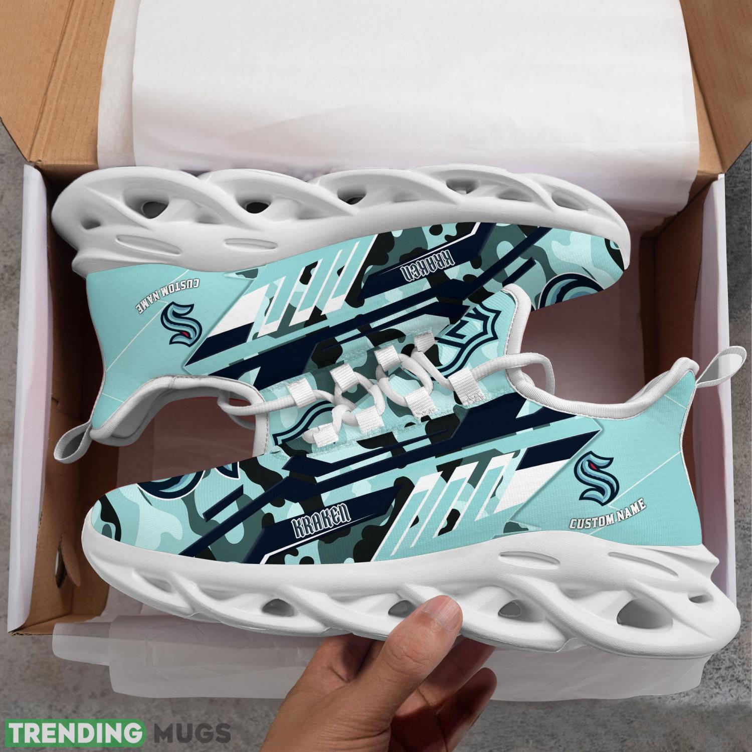 Personalized Name Shoes Seattle Kraken Camo Pattern Max Soul Shoes Running Sneakers Product Photo 1 Personalized Name Shoes Seattle Kraken Camo Pattern Max Soul Shoes Running Sneakers Product Photo 1
