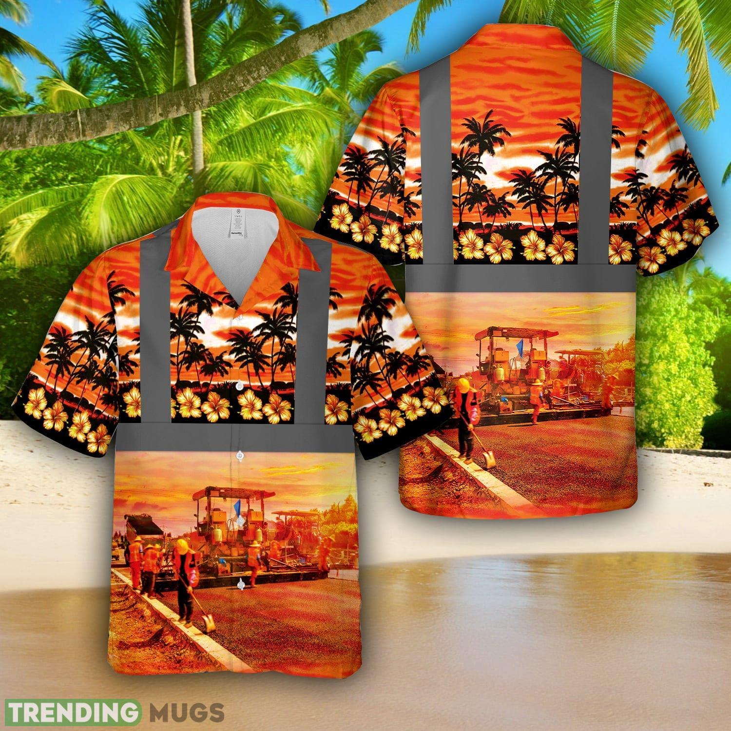 Road Construction Tropical 3D Hawaiian Shirt Beach Lover Gift Product Photo 1