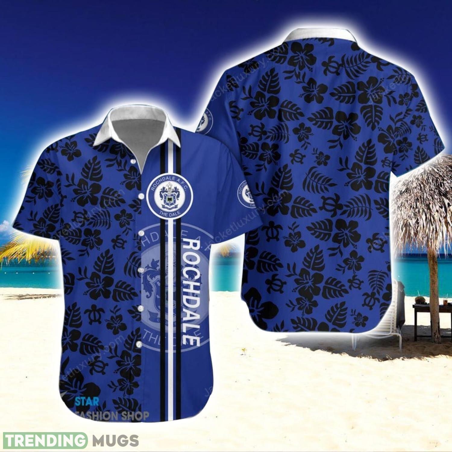 Rochdale AFC Flower And Turtle Pattern Hawaiian Shirt Beach Lover Gift Product Photo 1