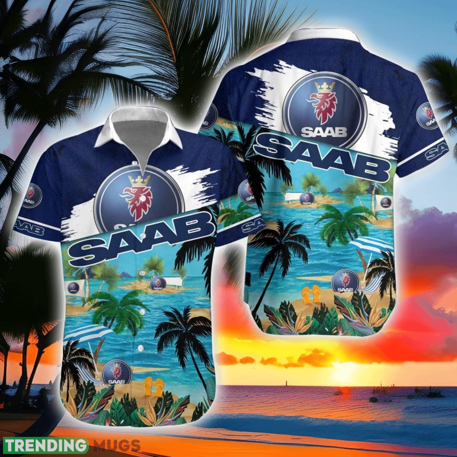 Saab Automobile Beach Coconut Pattern Aloha Hawaiian Shirt And Shorts Product Photo 1 Saab Automobile Beach Coconut Pattern Aloha Hawaiian Shirt And Shorts Product Photo 1