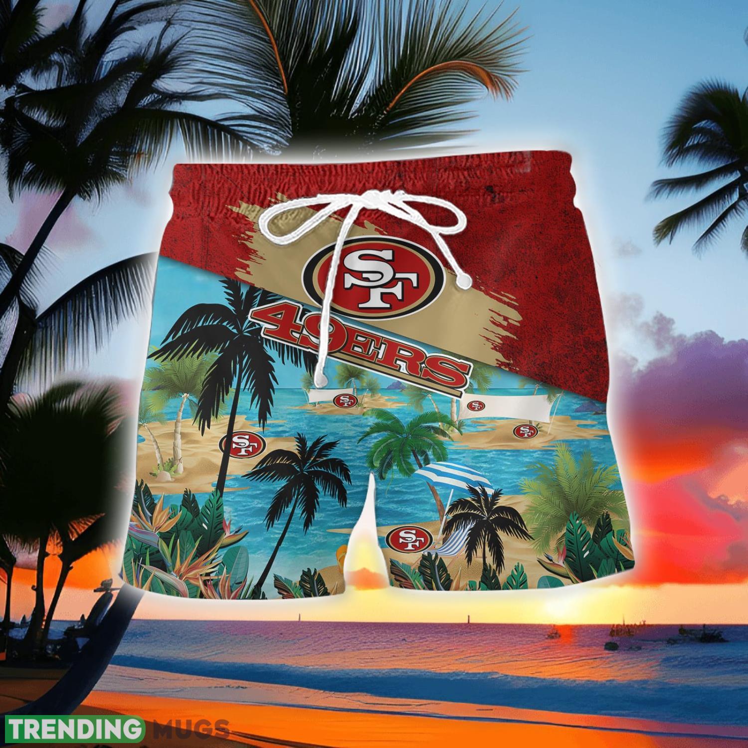 San Francisco 49ers Beach Coconut Pattern Aloha Hawaiian Shirt And Shorts Hawaiian & Short San Francisco 49ers Beach Coconut Pattern Aloha Hawaiian Shirt And Shorts Hawaiian & Short