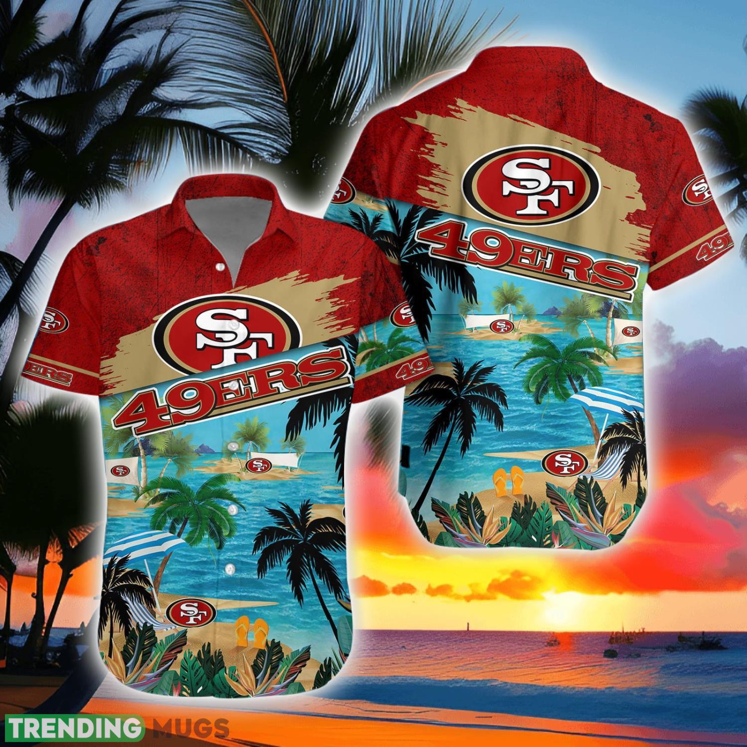 San Francisco 49ers Beach Coconut Pattern Aloha Hawaiian Shirt And Shorts Product Photo 1 San Francisco 49ers Beach Coconut Pattern Aloha Hawaiian Shirt And Shorts Product Photo 1