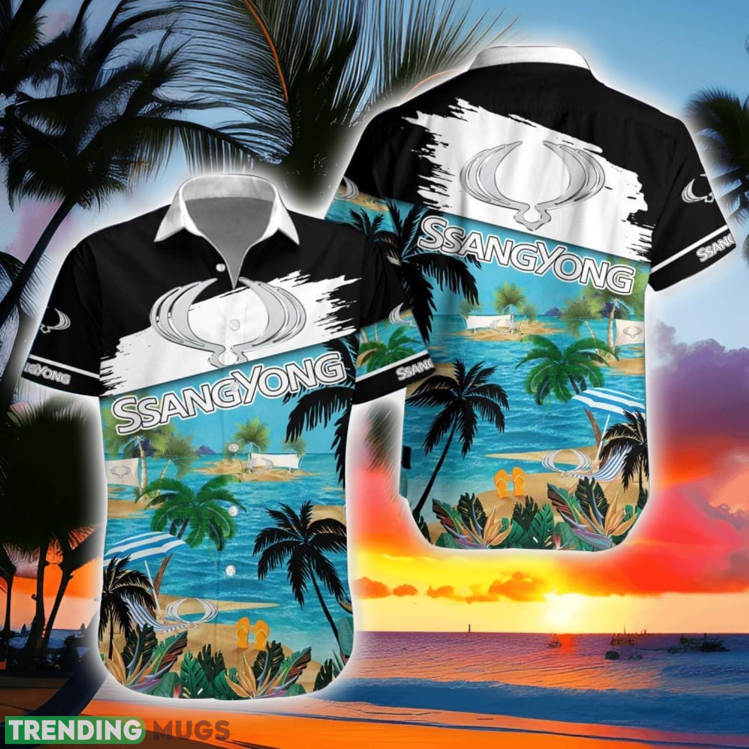 SsangYong Motor Beach Coconut Pattern Aloha Hawaiian Shirt And Shorts Product Photo 1 SsangYong Motor Beach Coconut Pattern Aloha Hawaiian Shirt And Shorts Product Photo 1