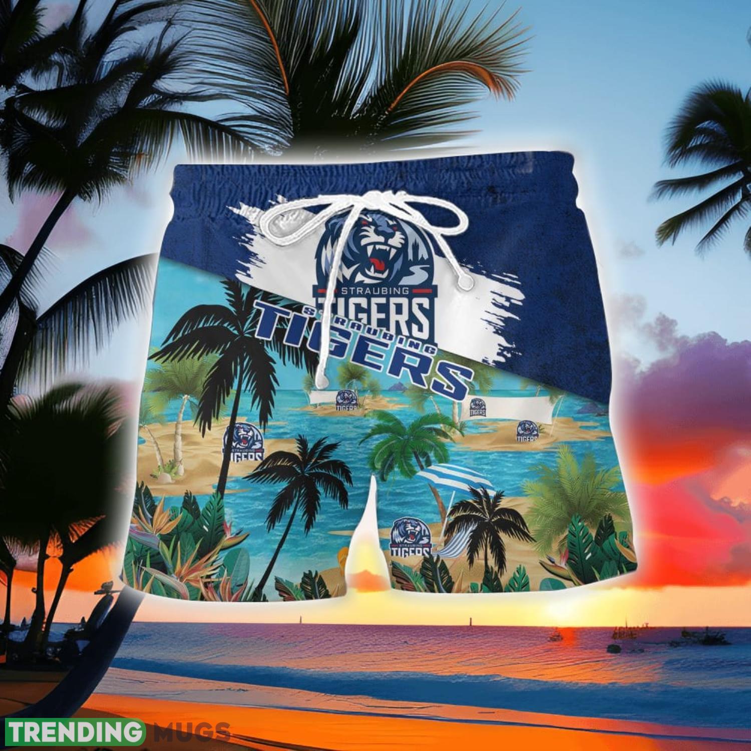 Straubing Tigers Beach Coconut Pattern Aloha Hawaiian Shirt And Shorts Hawaiian & Short Straubing Tigers Beach Coconut Pattern Aloha Hawaiian Shirt And Shorts Hawaiian & Short