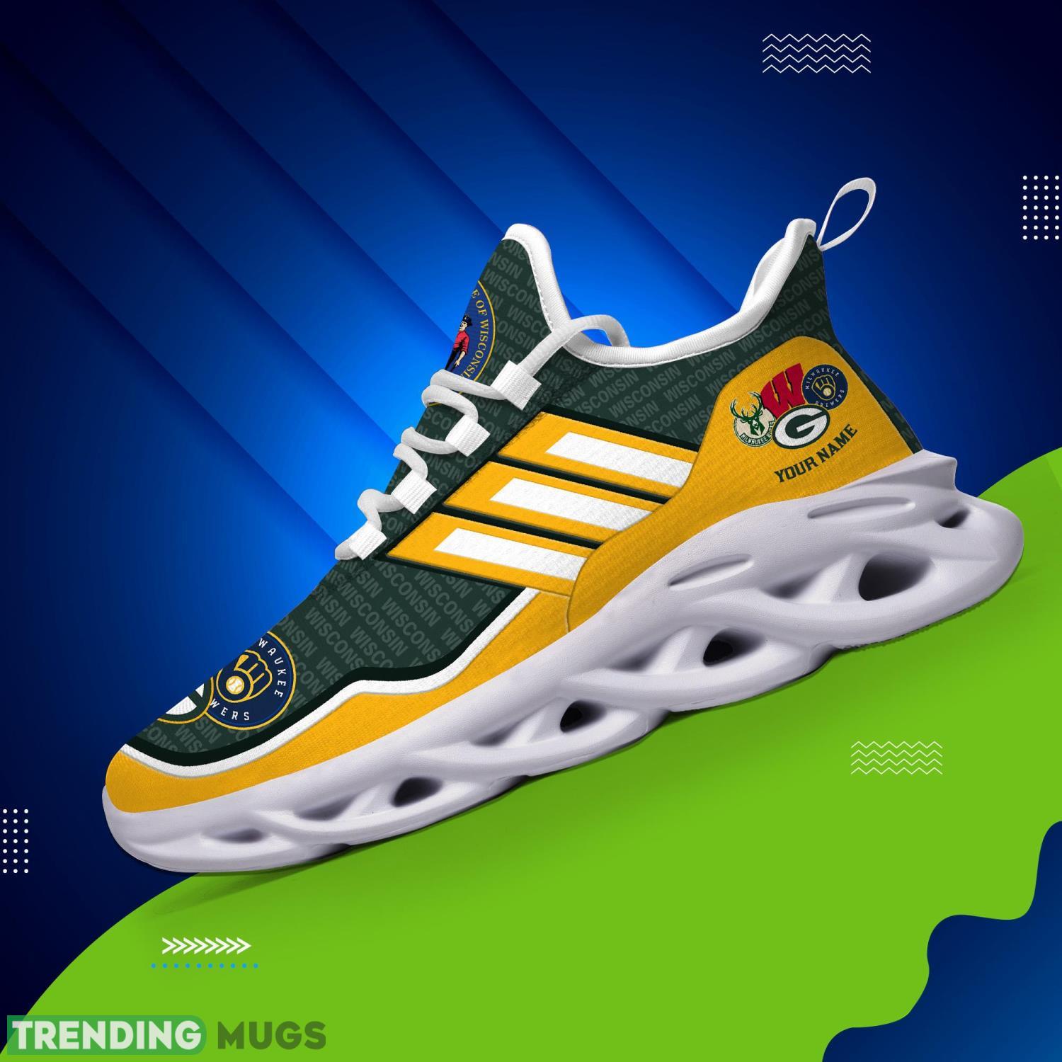 Striped Style Running Sneakers Wisconsin Green Clunky Max Soul Shoes Max Soul Striped Style Running Sneakers Wisconsin Green Clunky Max Soul Shoes Max Soul