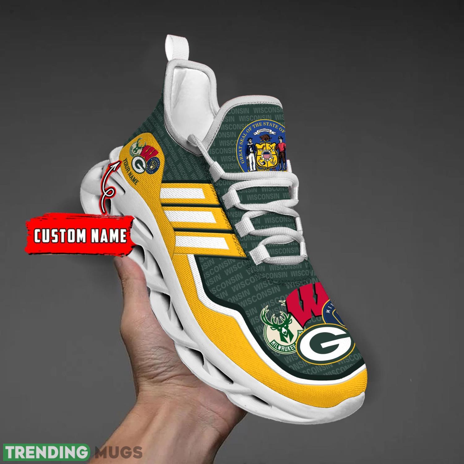 Striped Style Running Sneakers Wisconsin Green Clunky Max Soul Shoes Product Photo 1 Striped Style Running Sneakers Wisconsin Green Clunky Max Soul Shoes Product Photo 1