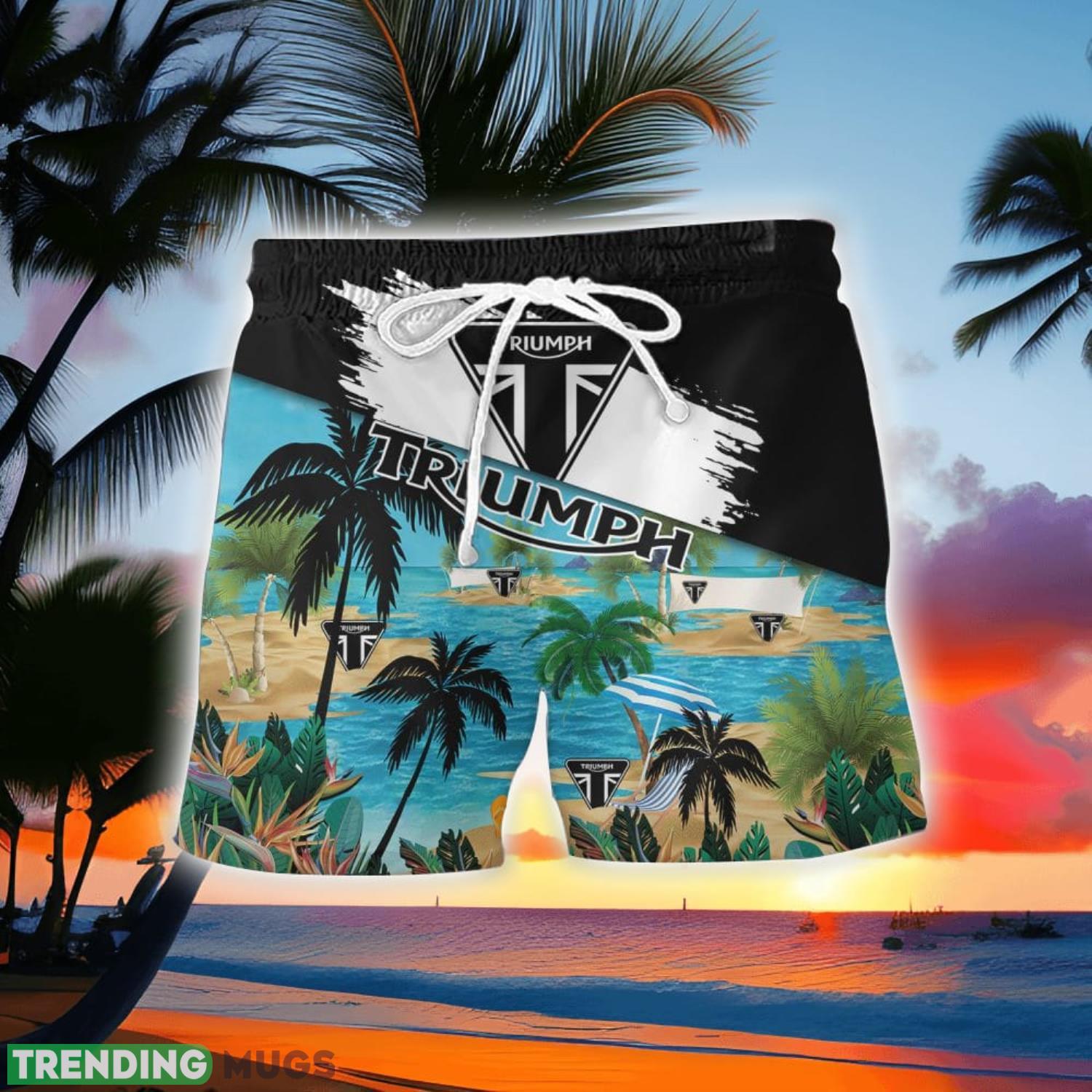 Triumph Motorcycles Beach Coconut Pattern Aloha Hawaiian Shirt And Shorts Hawaiian & Short Triumph Motorcycles Beach Coconut Pattern Aloha Hawaiian Shirt And Shorts Hawaiian & Short