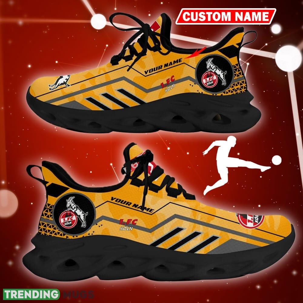 1. FC Koln Logo Running Sneakers Camo Yellow Max Soul Shoes Custom Name Max Soul 1. FC Koln Logo Running Sneakers Camo Yellow Max Soul Shoes Custom Name Max Soul
